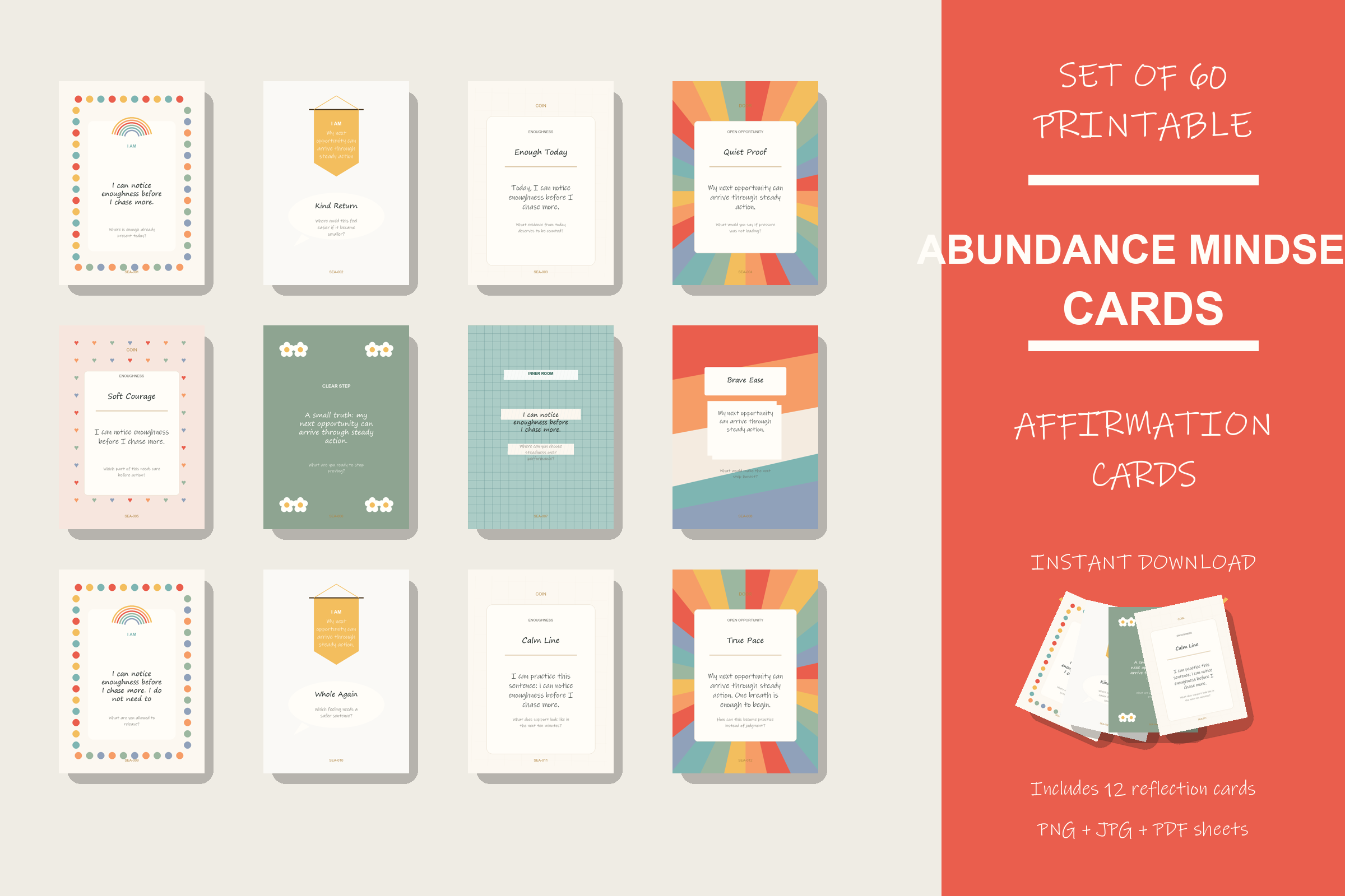 Printable Abundance Mindset Cards preview