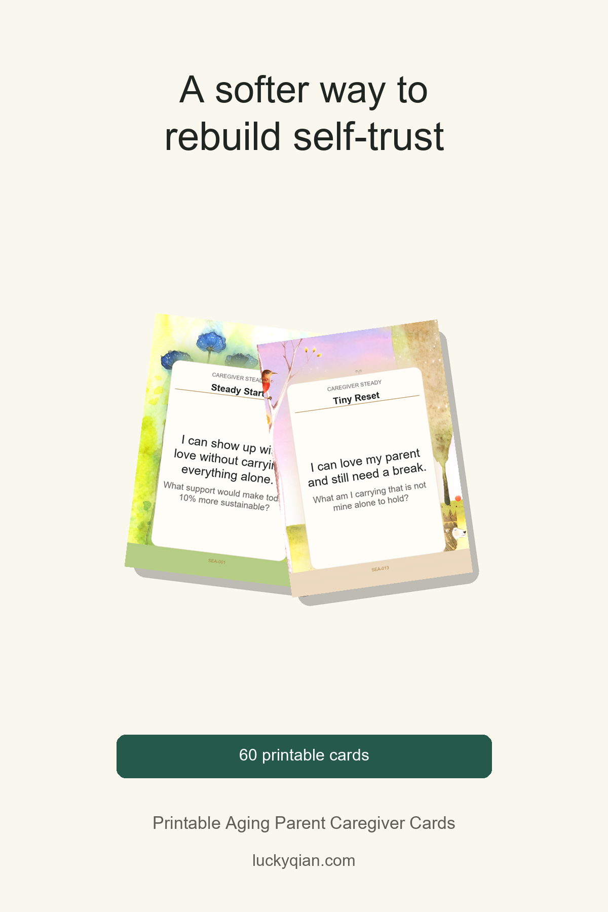 Printable Aging Parent Caregiver Cards pin preview