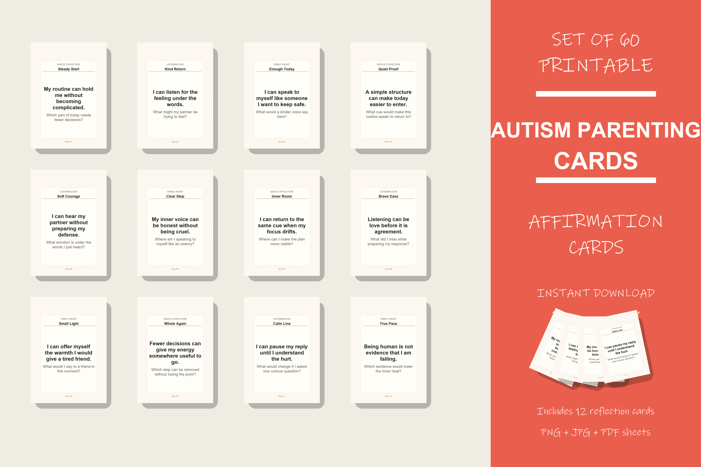 Printable Autism Parenting Cards preview