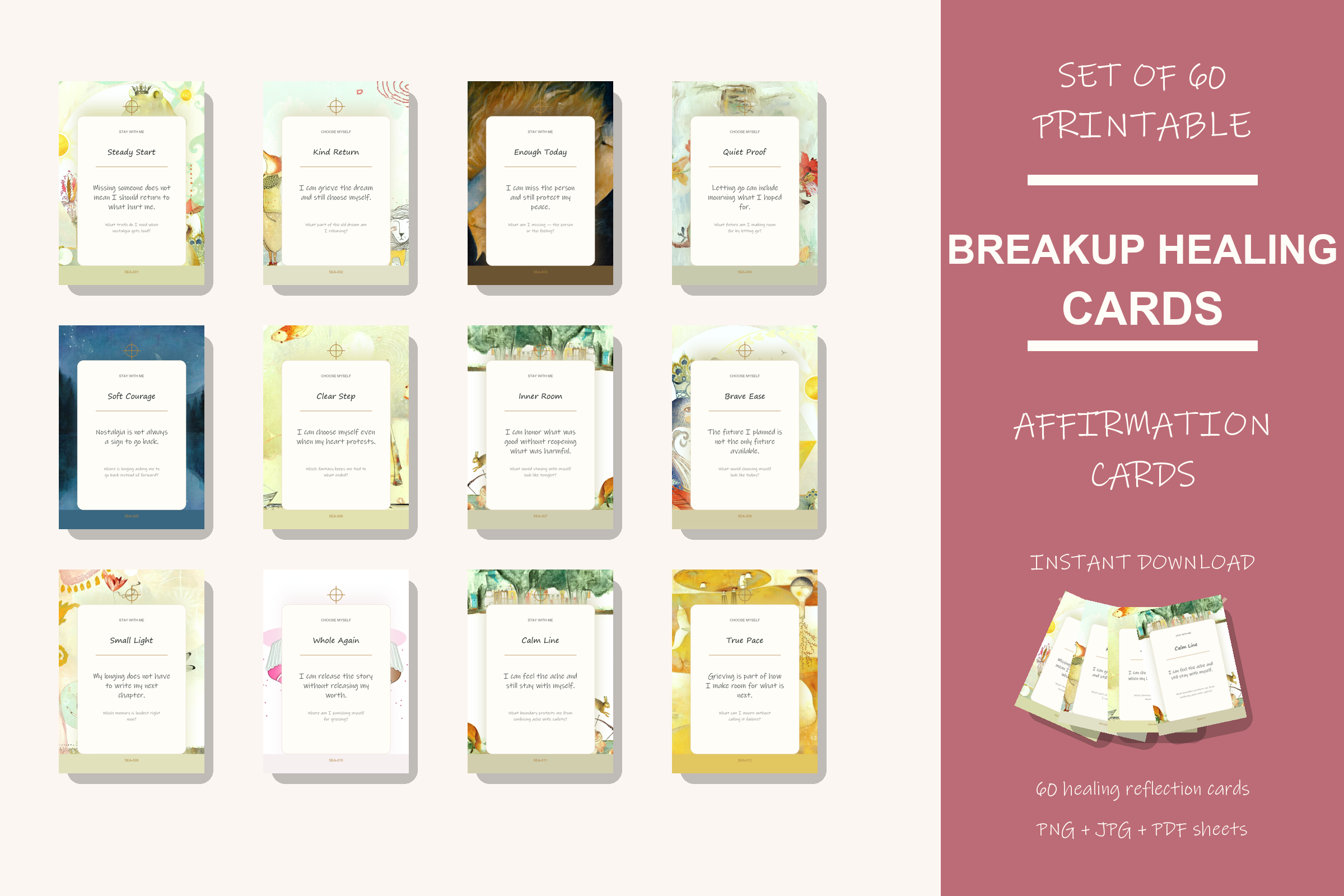 Printable Breakup Healing Cards preview