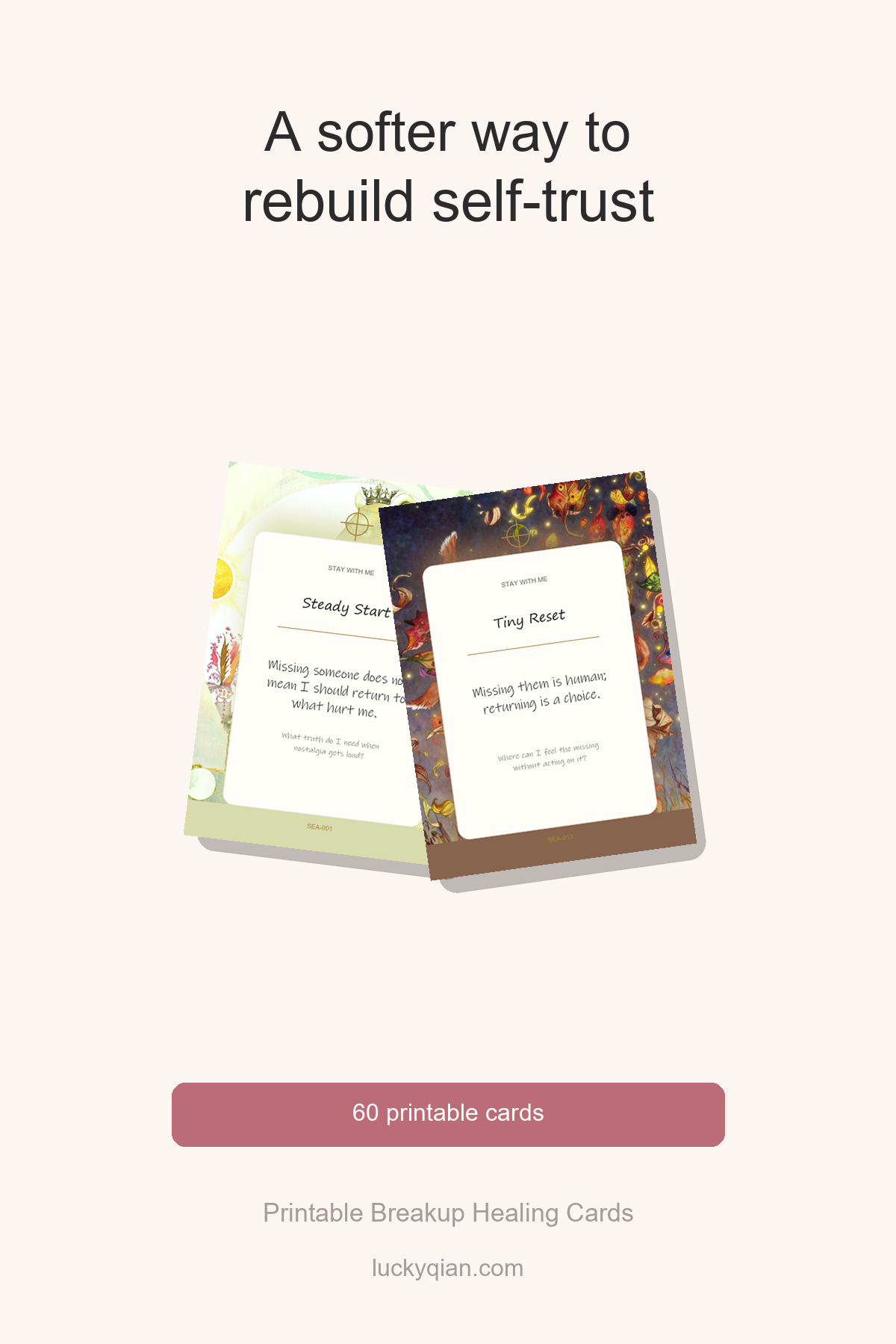 Printable Breakup Healing Cards pin preview