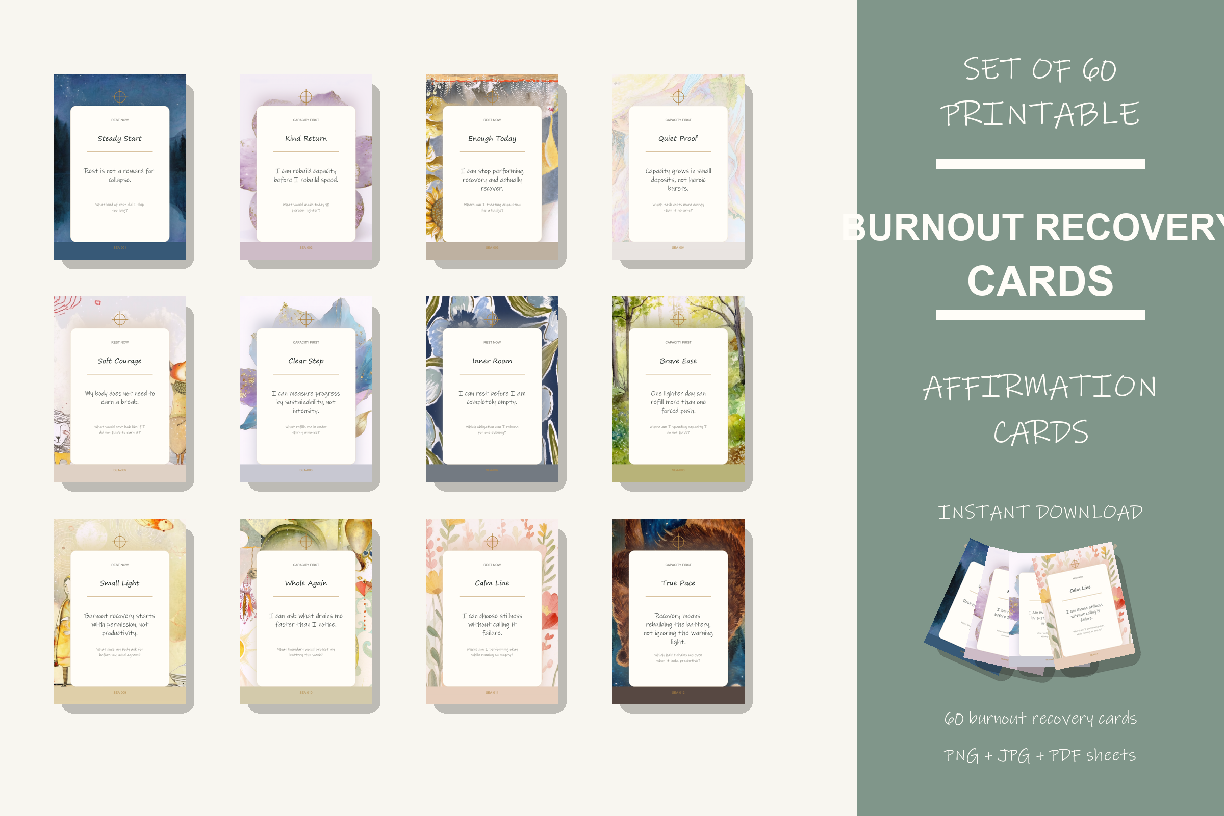 Printable Burnout Recovery Cards preview