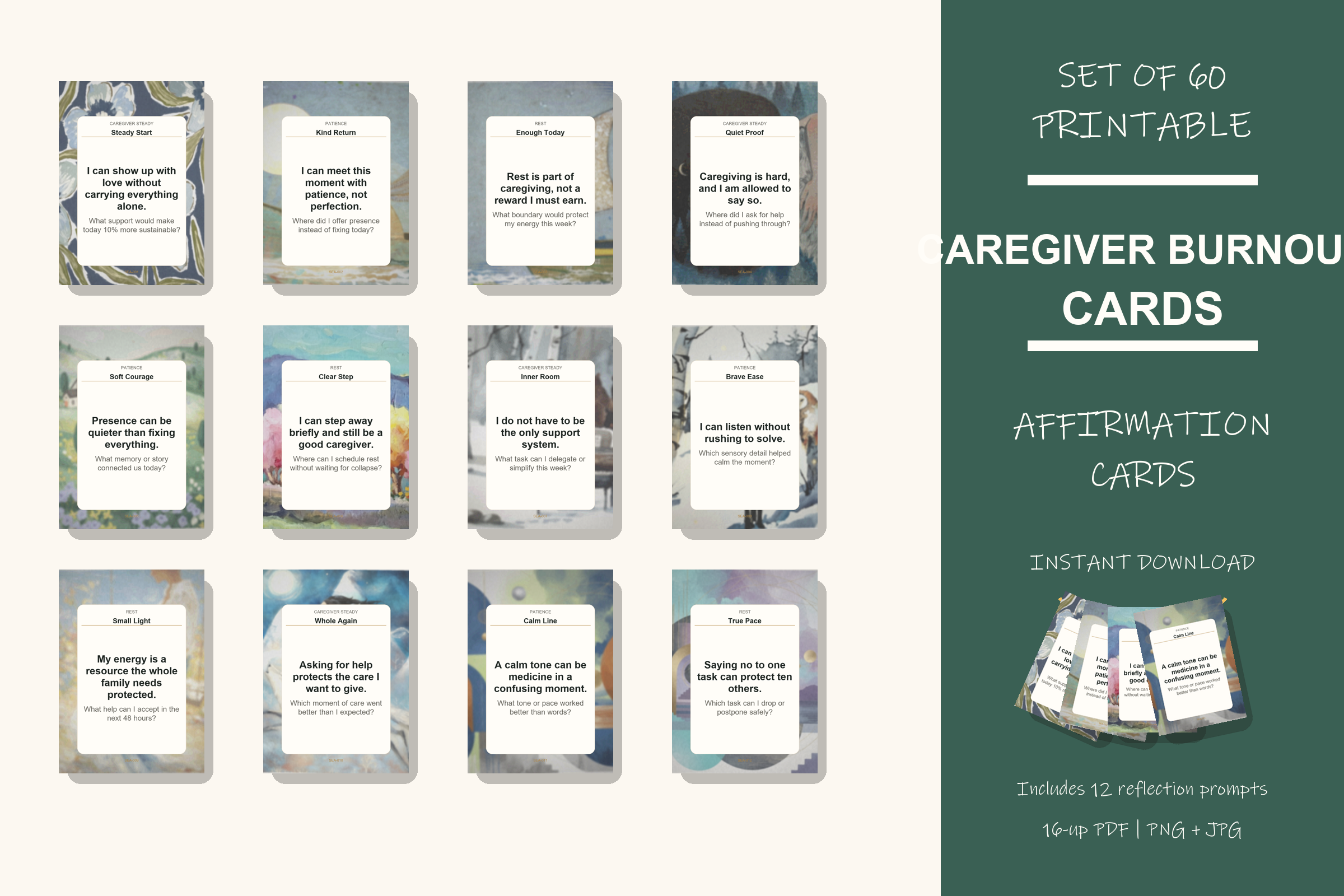 Printable Caregiver Burnout Cards preview