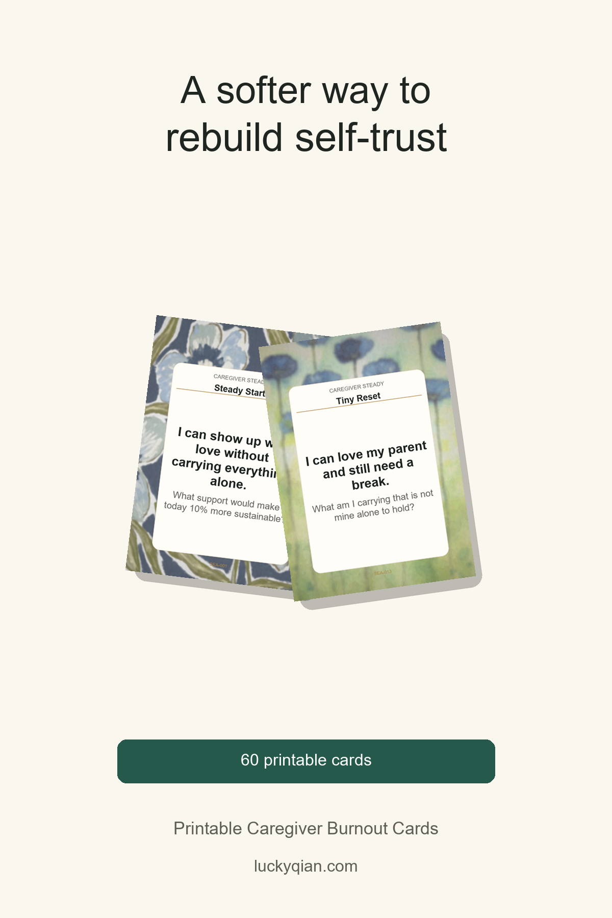 Printable Caregiver Burnout Cards pin preview
