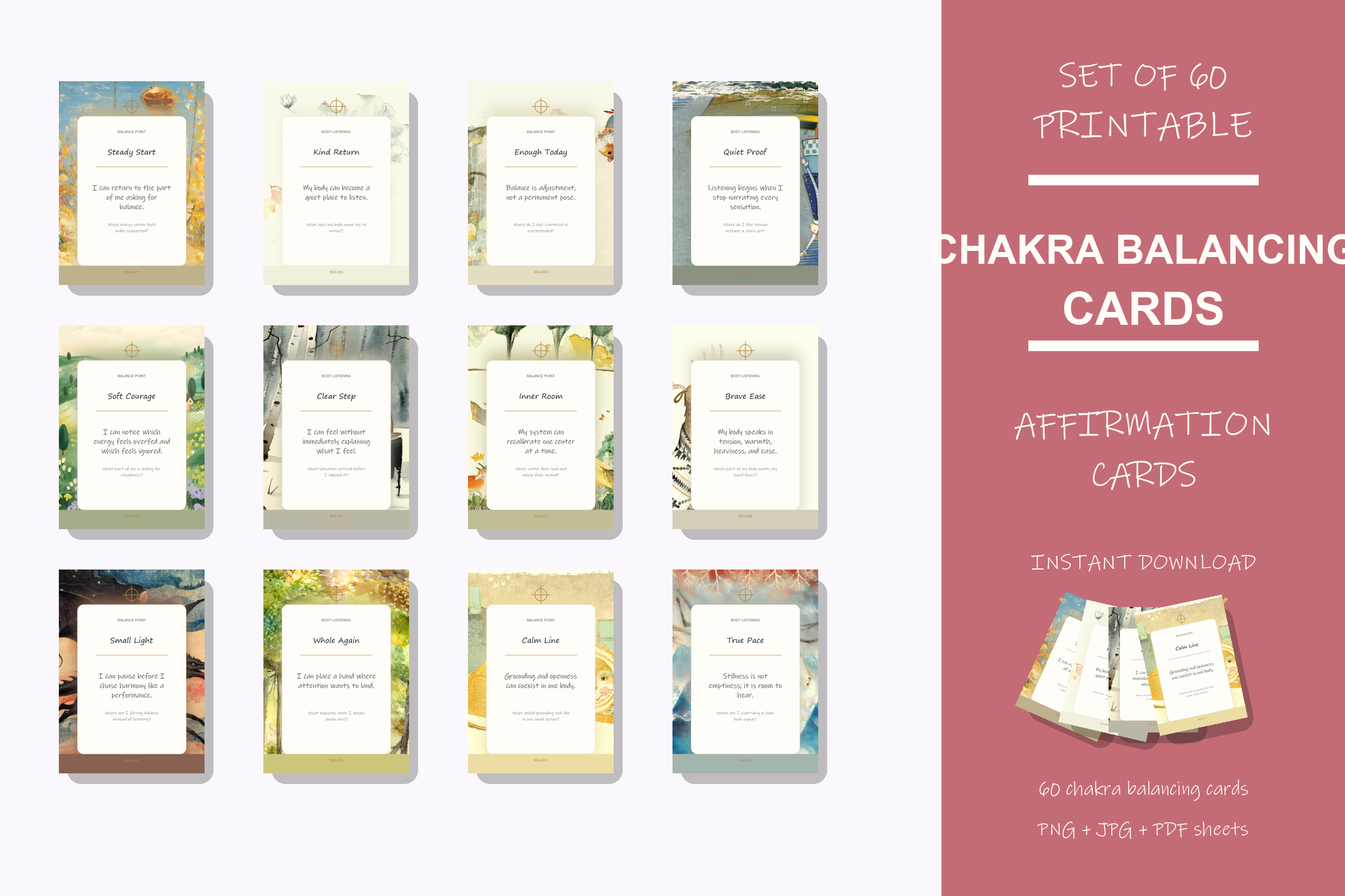 Printable Chakra Balancing Cards preview