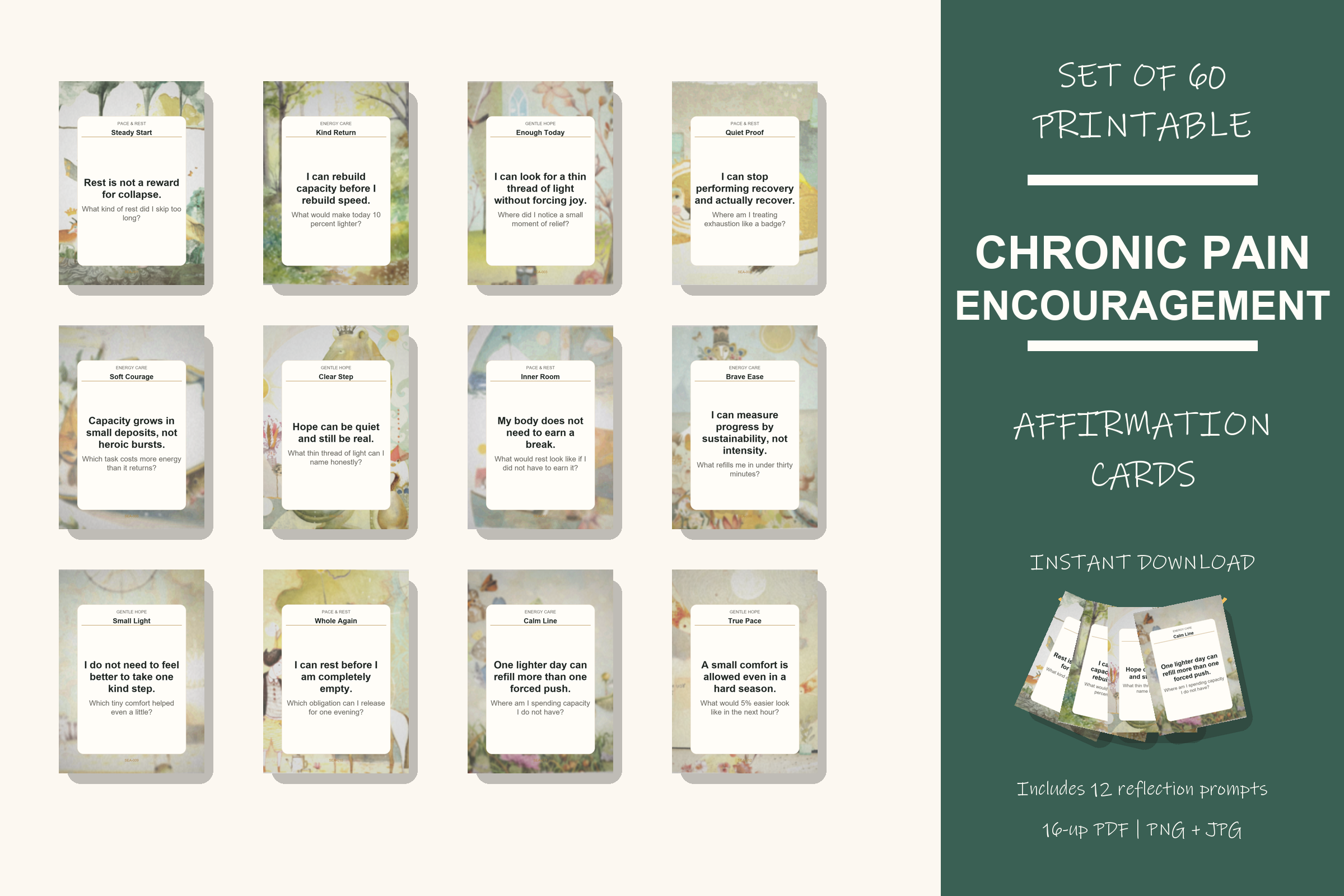 Printable Chronic Pain Encouragement Cards preview
