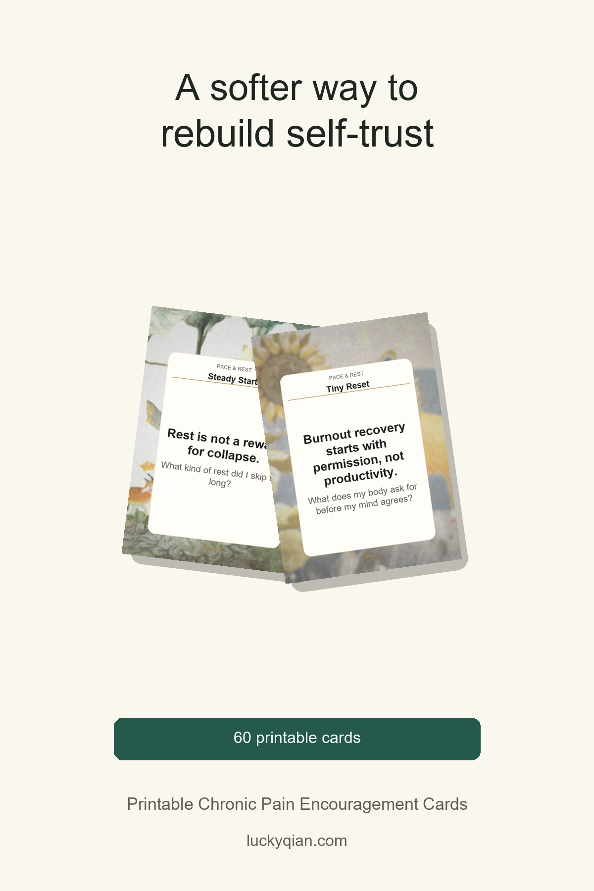 Printable Chronic Pain Encouragement Cards pin preview