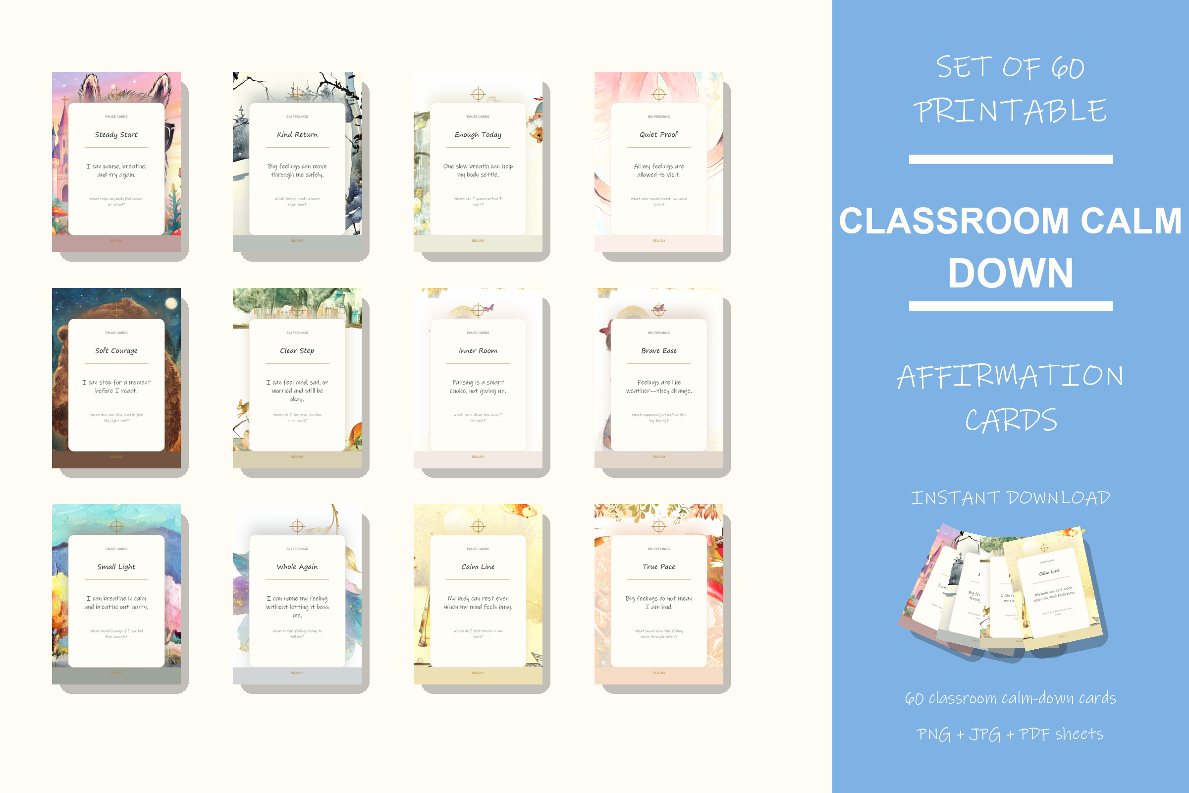 Printable Classroom Calm Down Cards preview