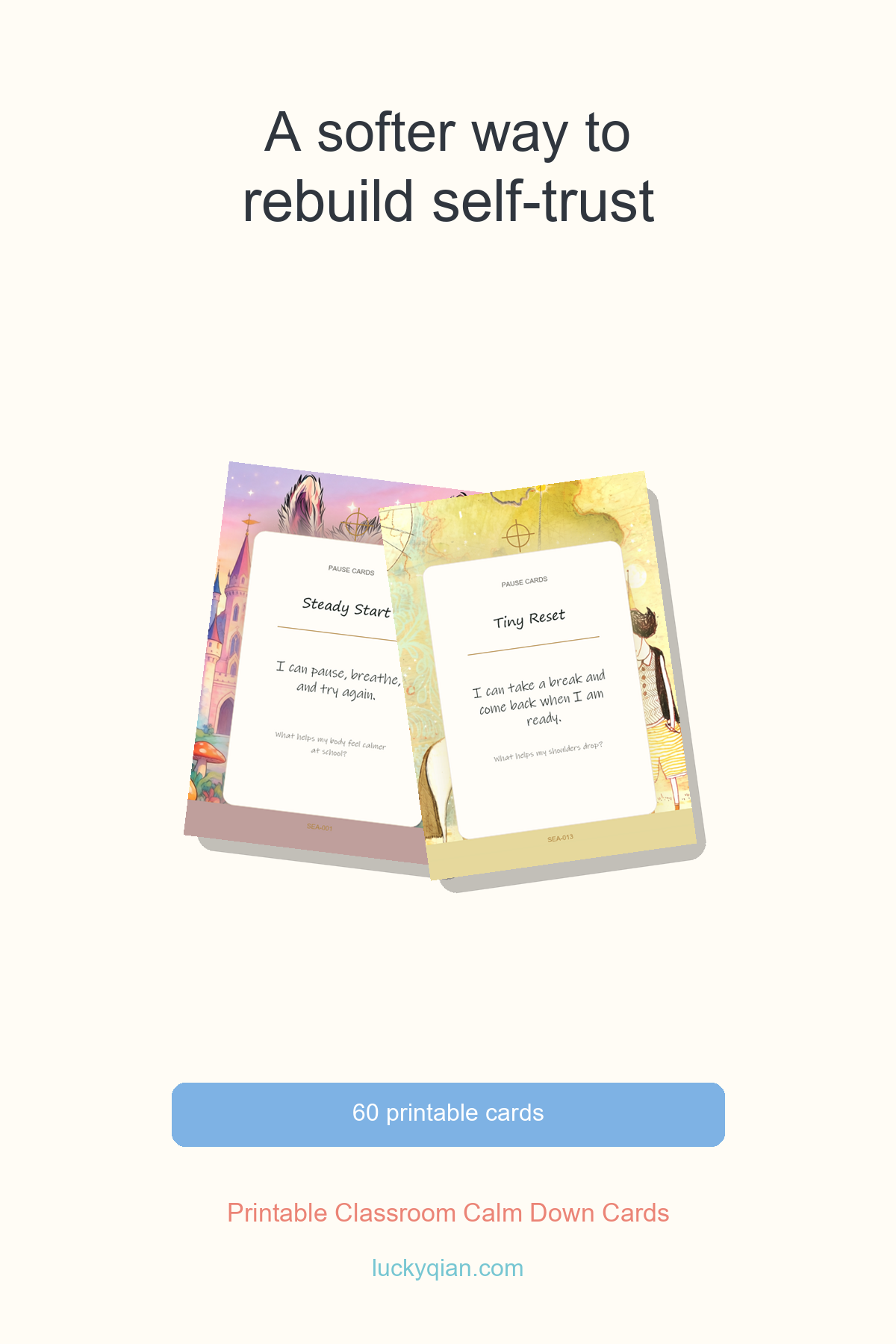 Printable Classroom Calm Down Cards pin preview