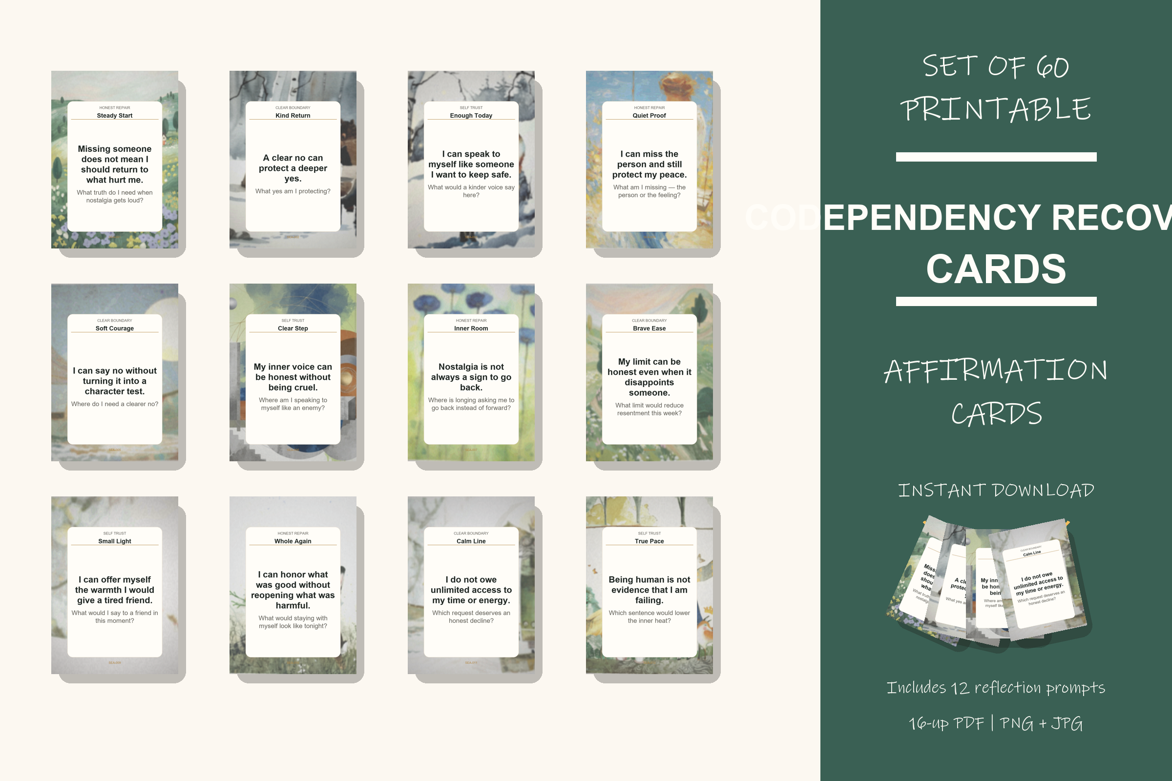 Printable Codependency Recovery Cards preview