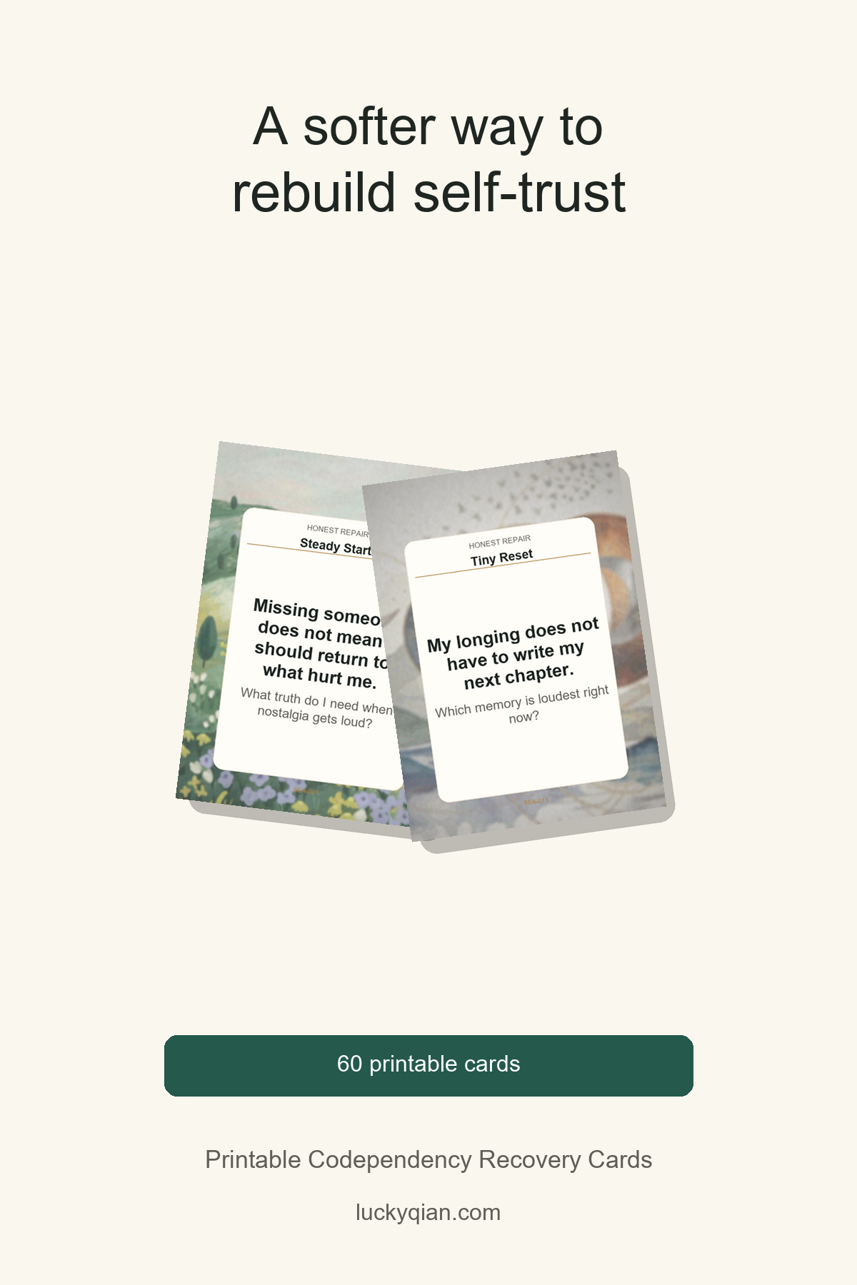 Printable Codependency Recovery Cards pin preview