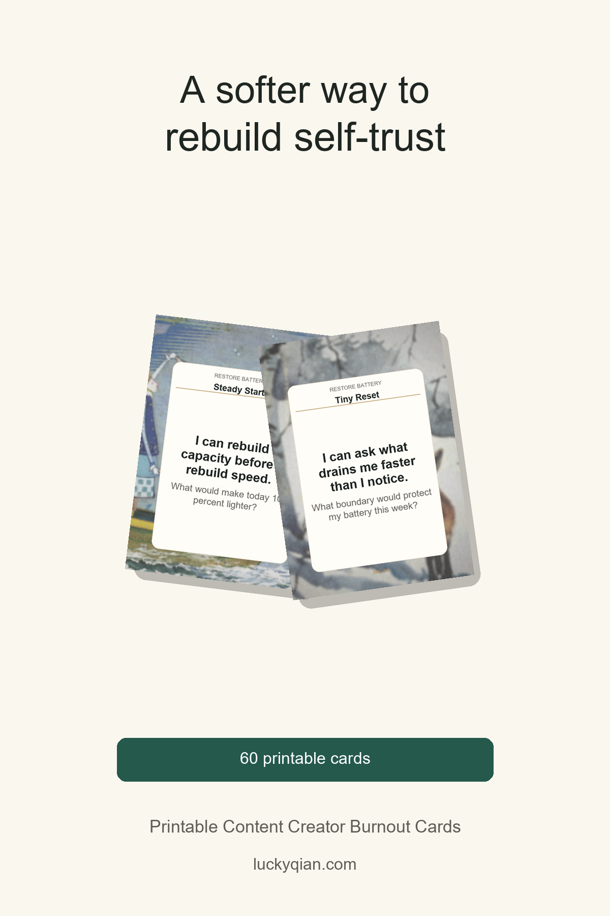 Printable Content Creator Burnout Cards pin preview