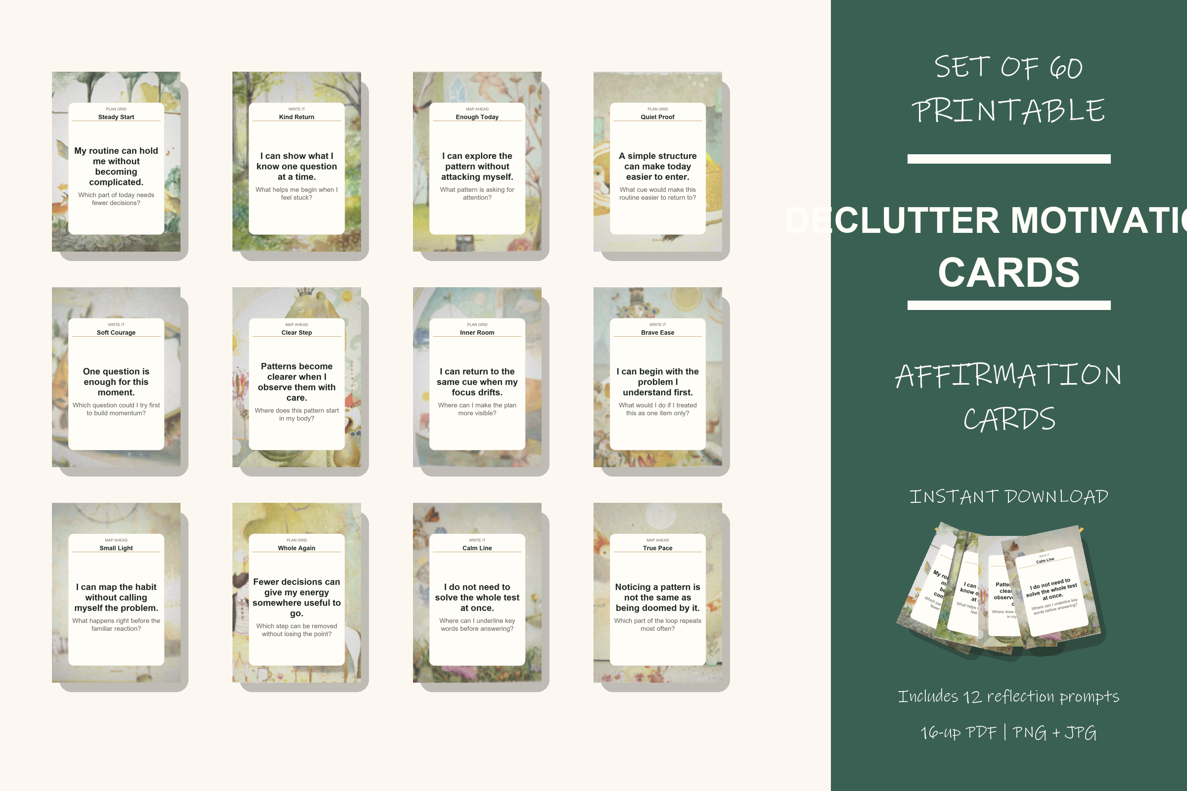 Printable Declutter Motivation Cards preview