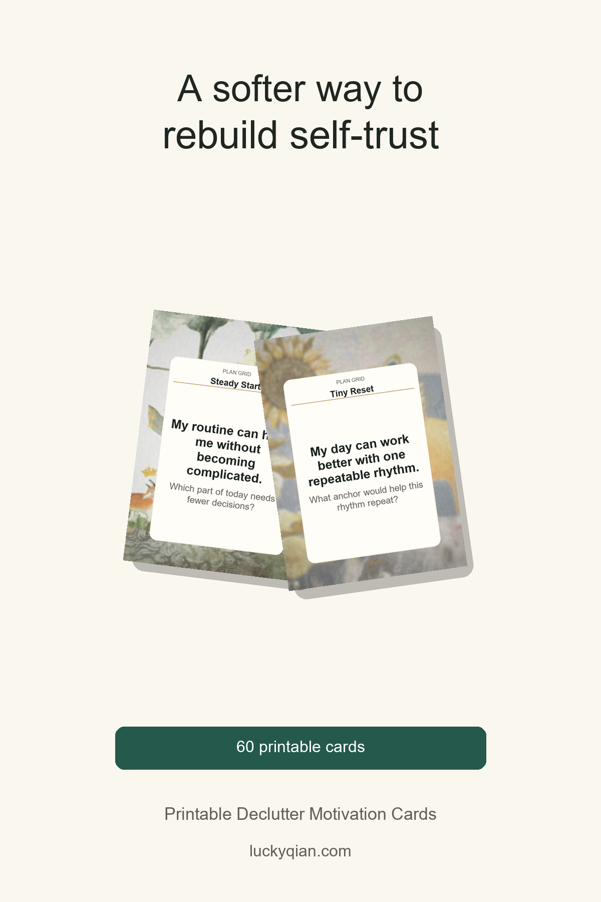 Printable Declutter Motivation Cards pin preview