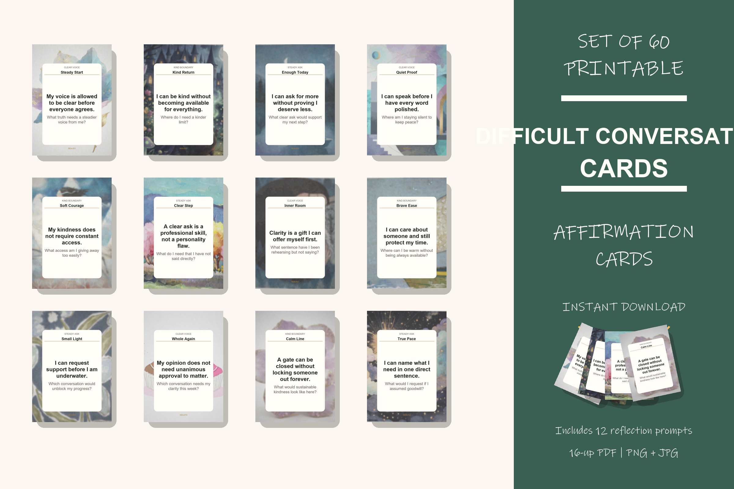 Printable Difficult Conversation Cards preview