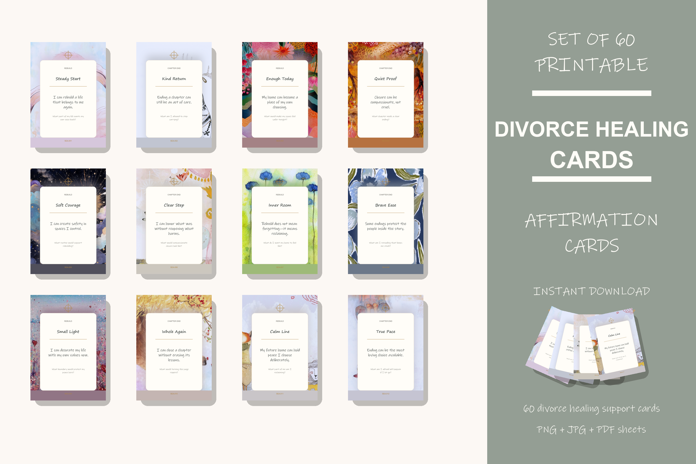 Printable Divorce Healing Cards preview
