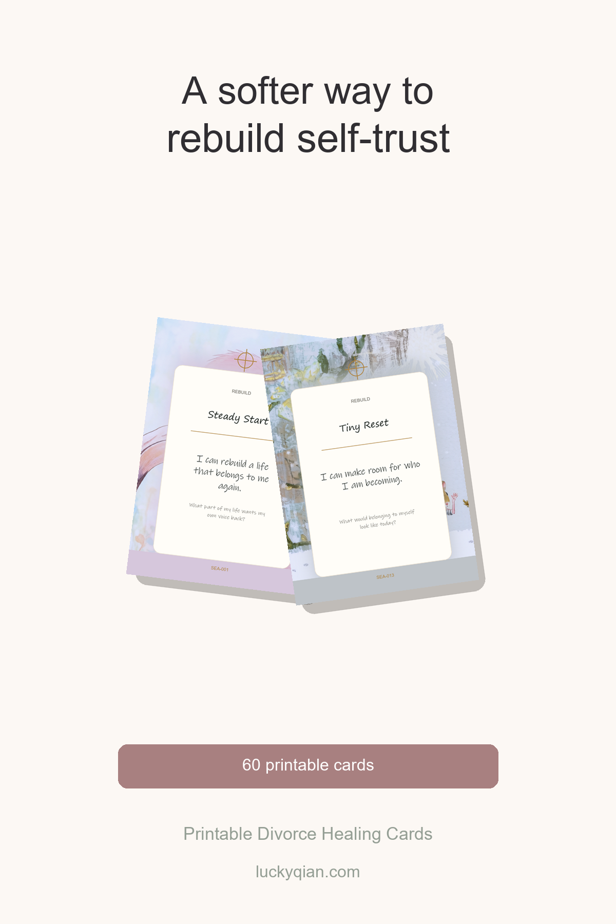 Printable Divorce Healing Cards pin preview
