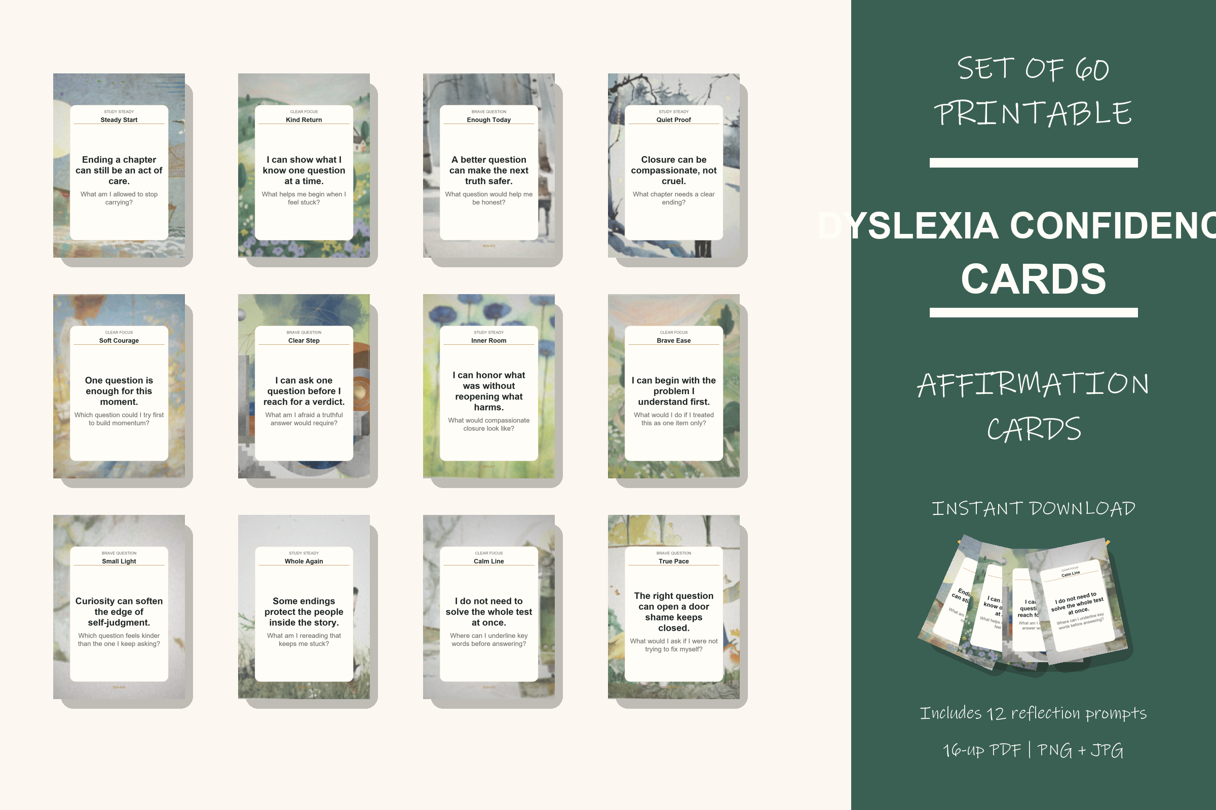 Printable Dyslexia Confidence Cards preview