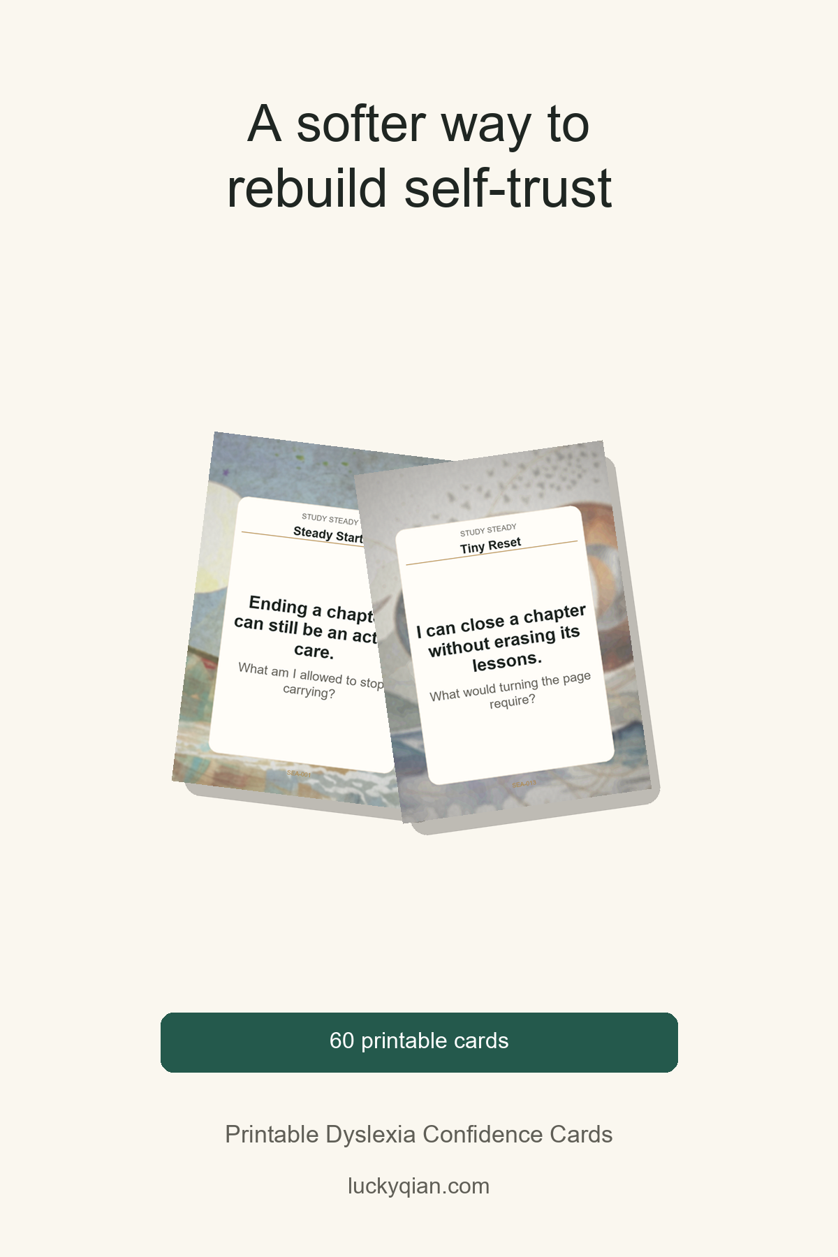 Printable Dyslexia Confidence Cards pin preview