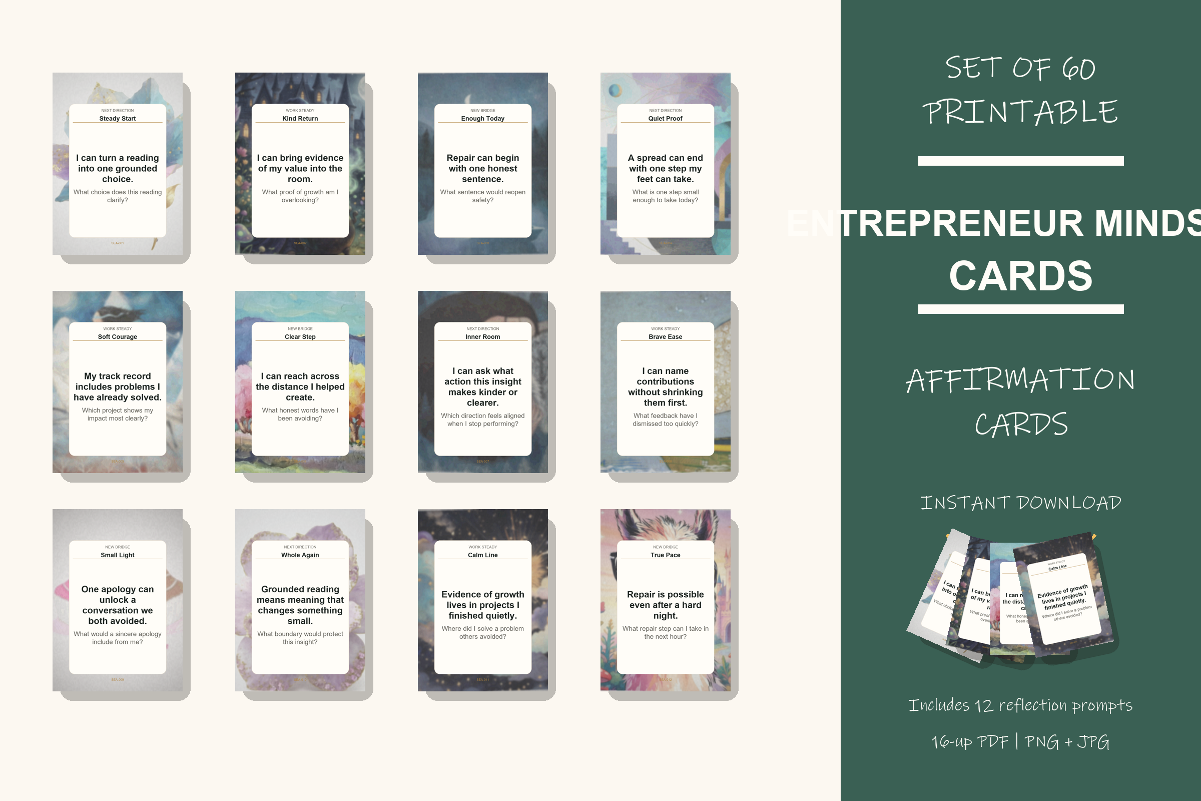 Printable Entrepreneur Mindset Cards preview