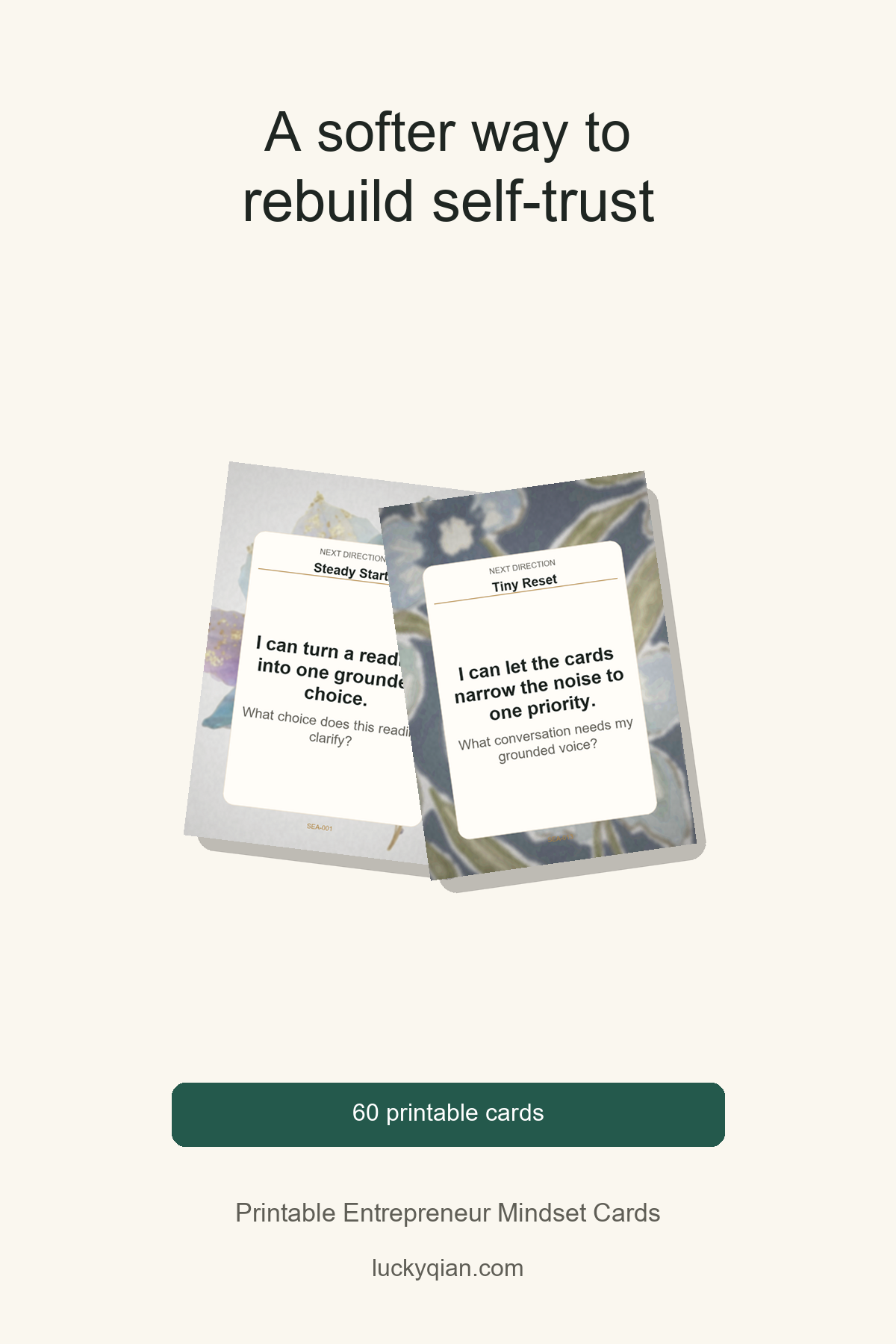 Printable Entrepreneur Mindset Cards pin preview
