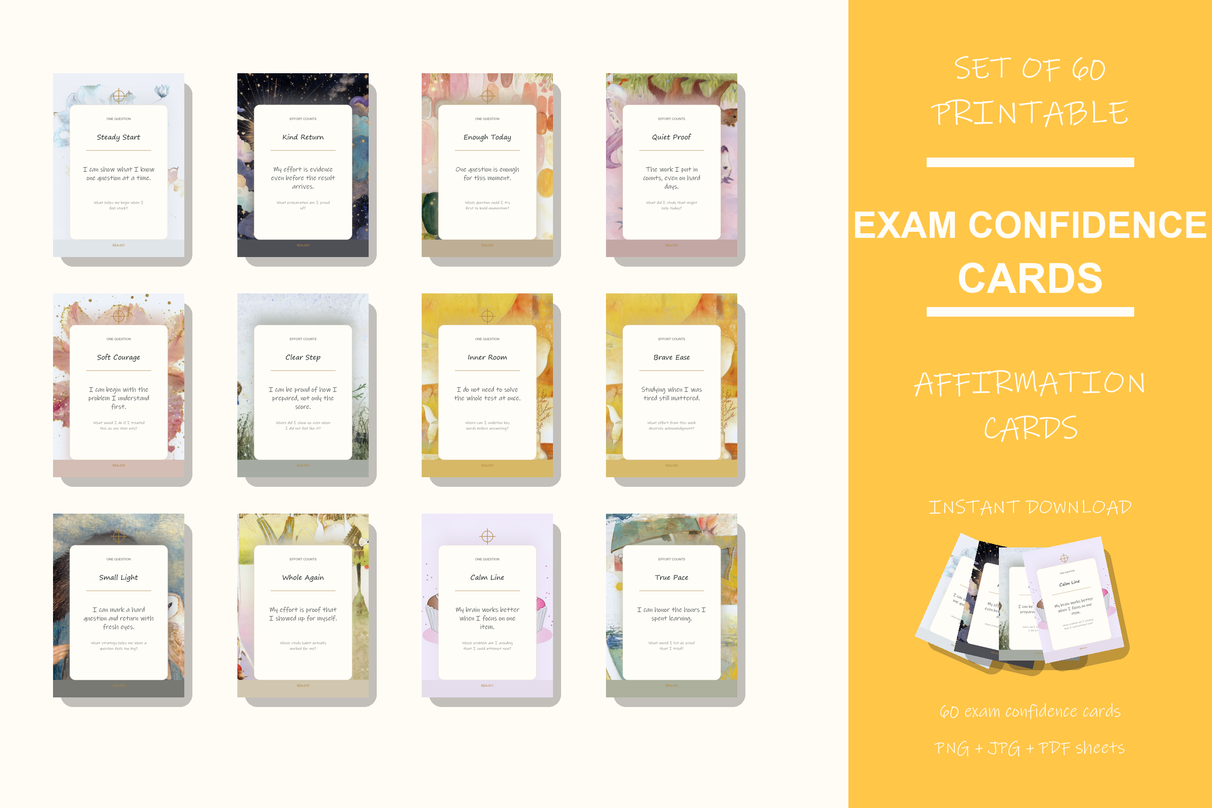 Printable Exam Confidence Cards preview