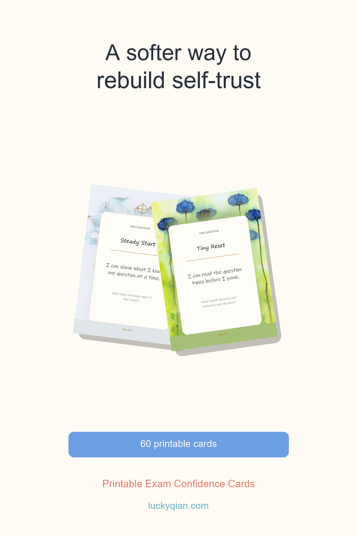 Printable Exam Confidence Cards pin preview