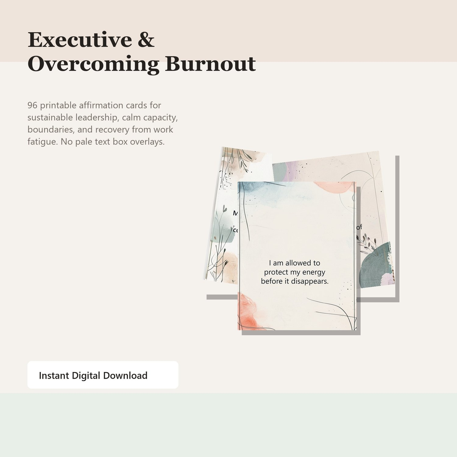 Sample Executive & Overcoming Burnout Affirmation Cards