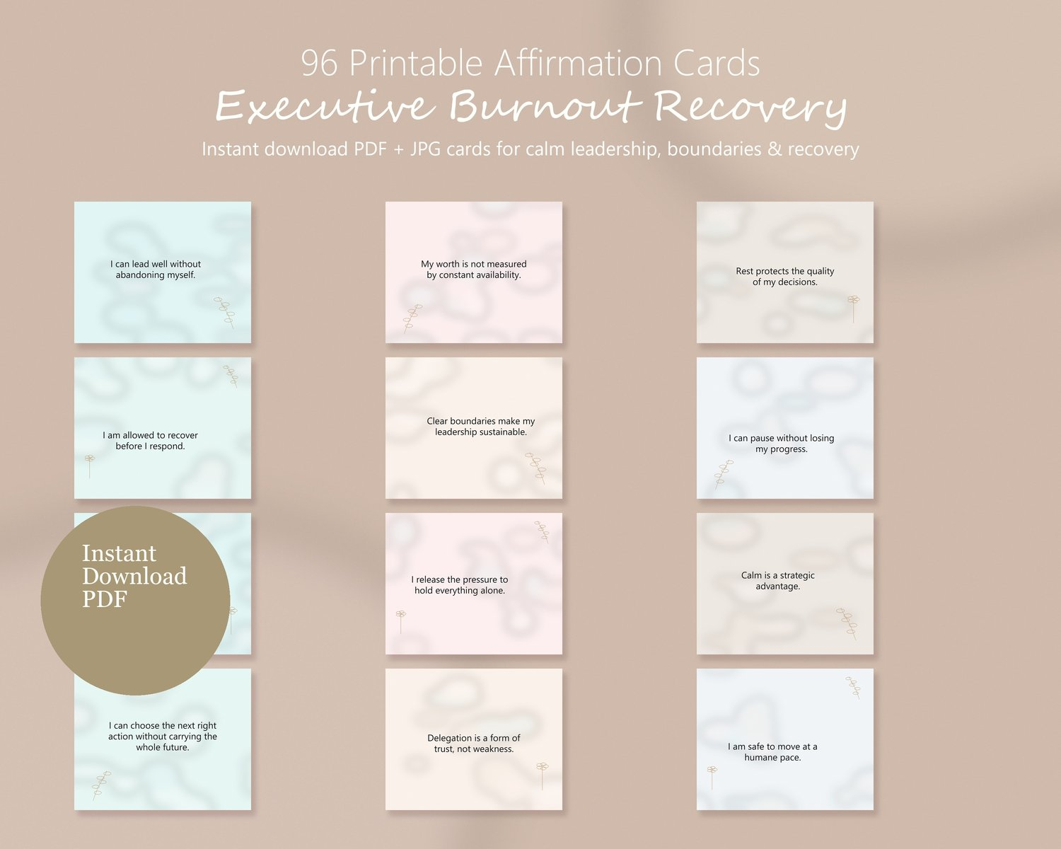Sample Executive & Overcoming Burnout Cards | 96 Printa