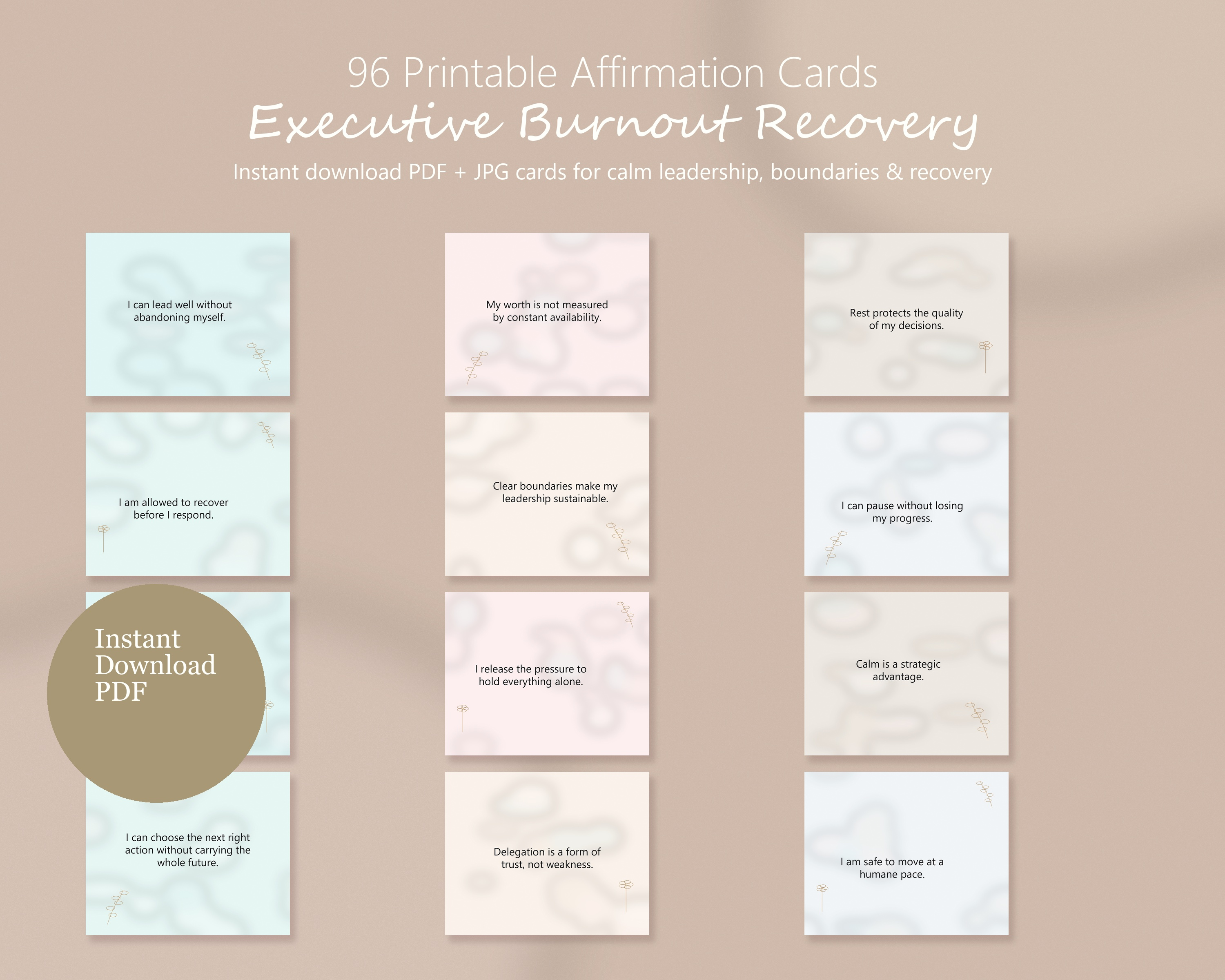 Executive & Overcoming Burnout Cards | 96 Printa... preview