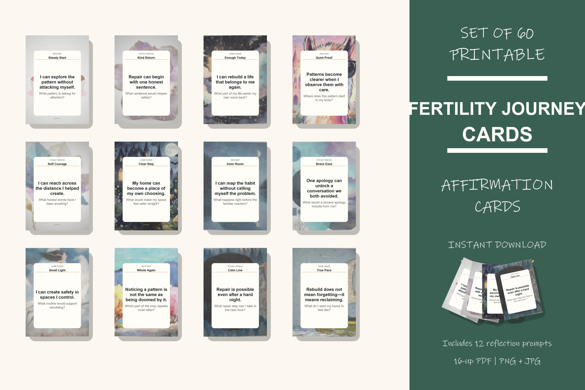 Printable Fertility Journey Cards preview