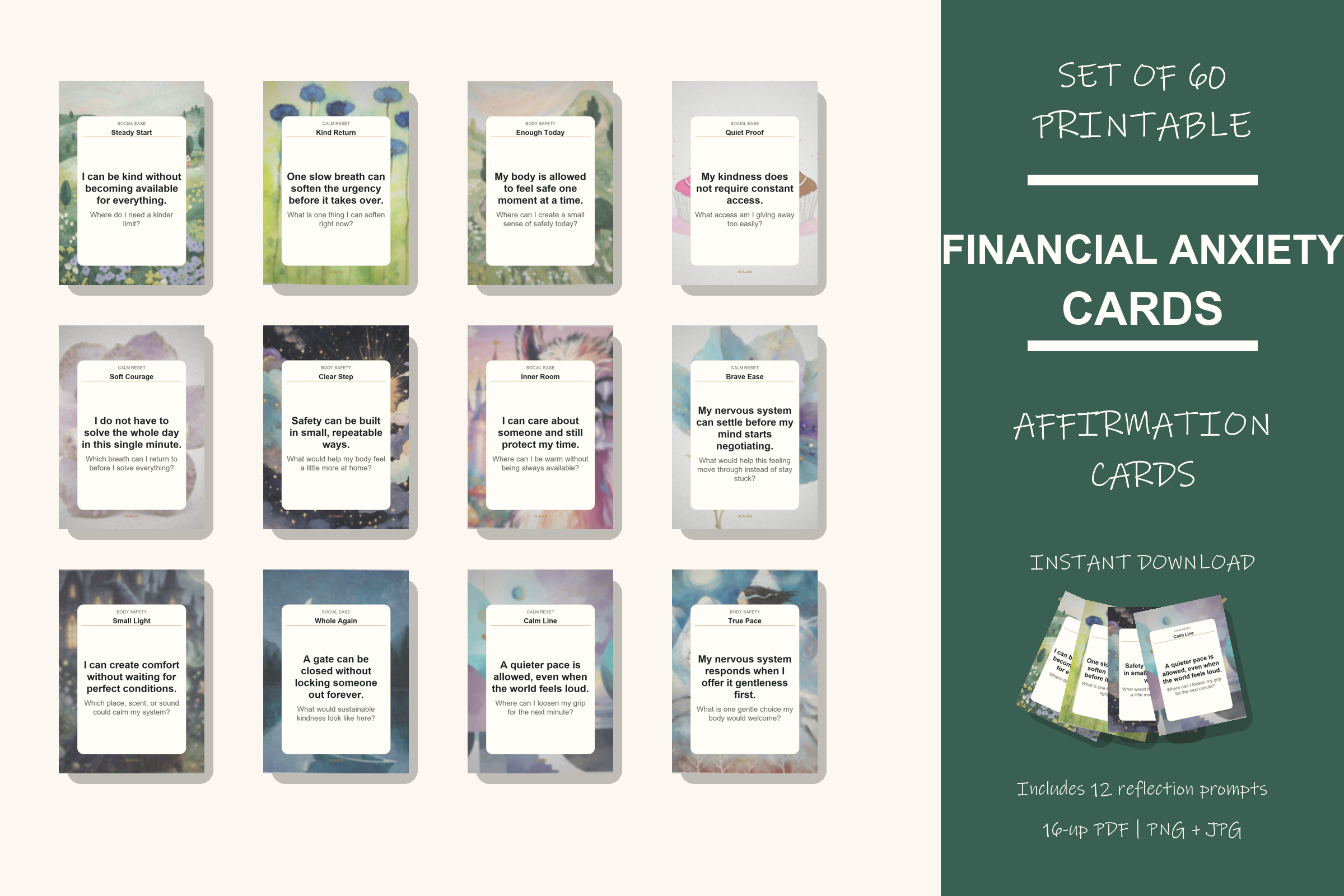Printable Financial Anxiety Cards preview