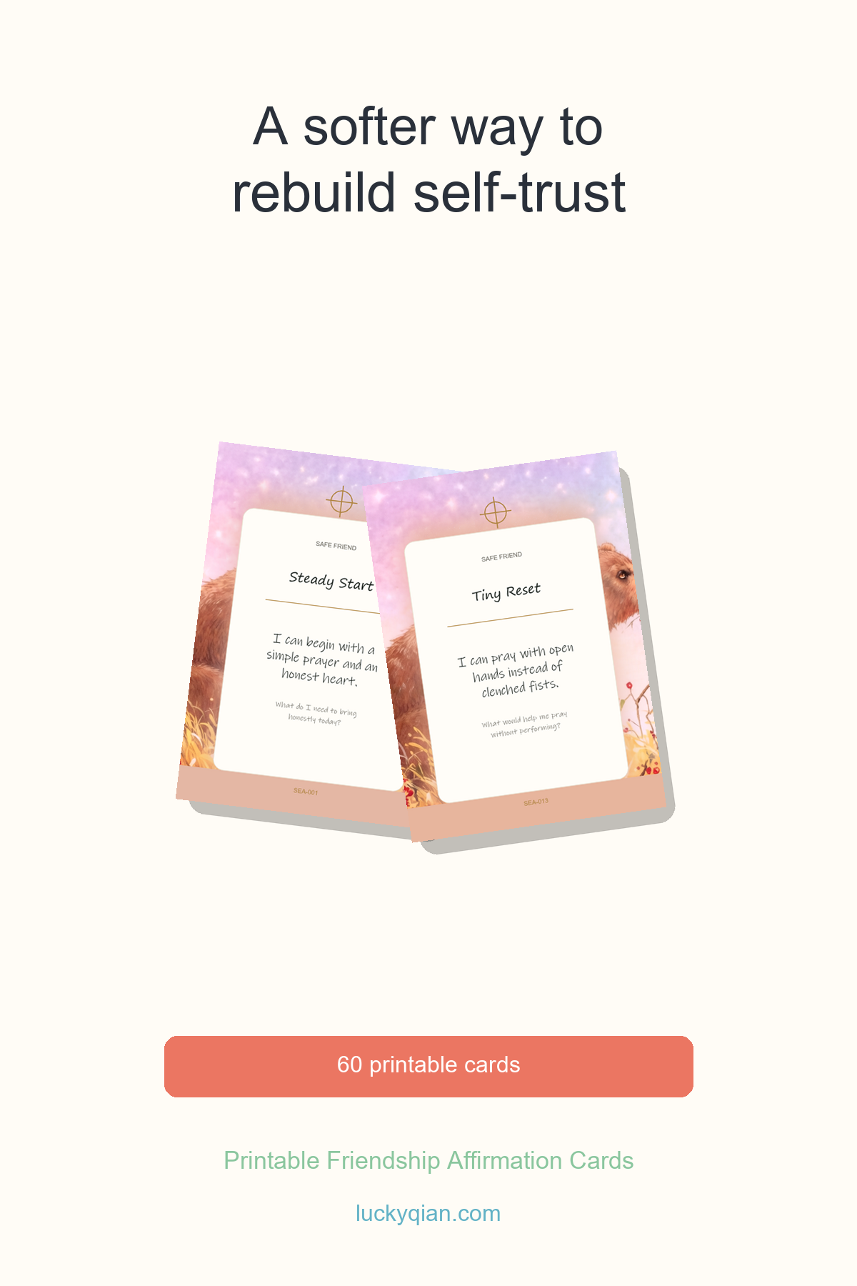 Printable Friendship Affirmation Cards pin preview