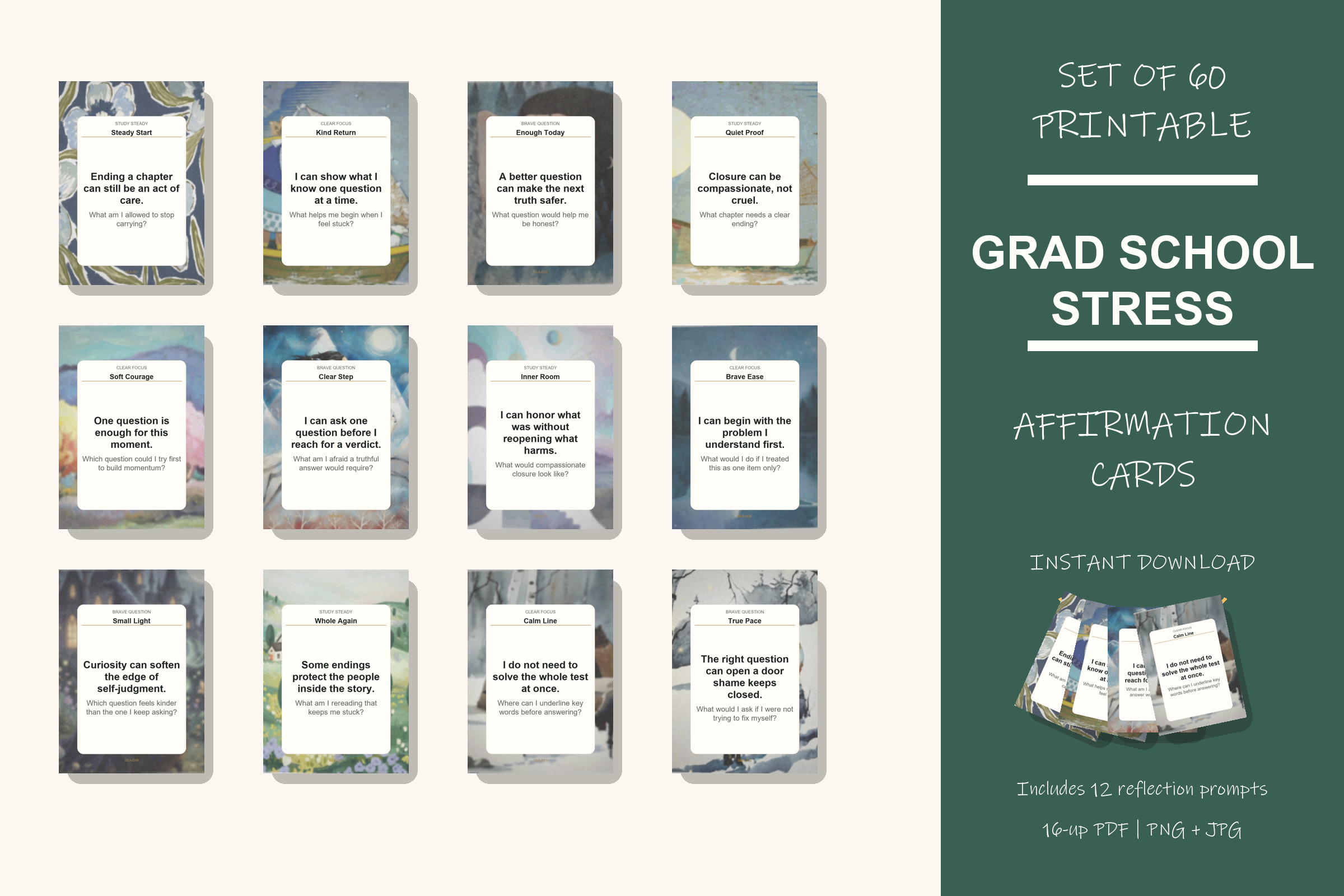 Printable Grad School Stress Cards preview
