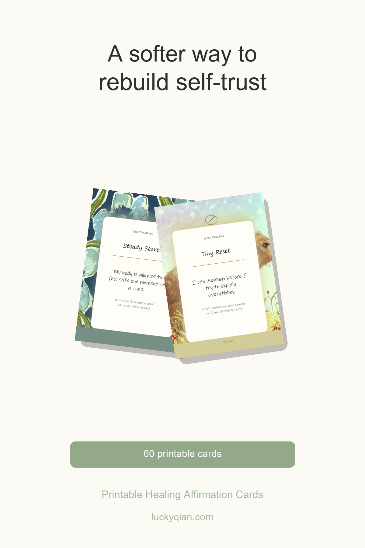 Printable Healing Affirmation Cards pin preview