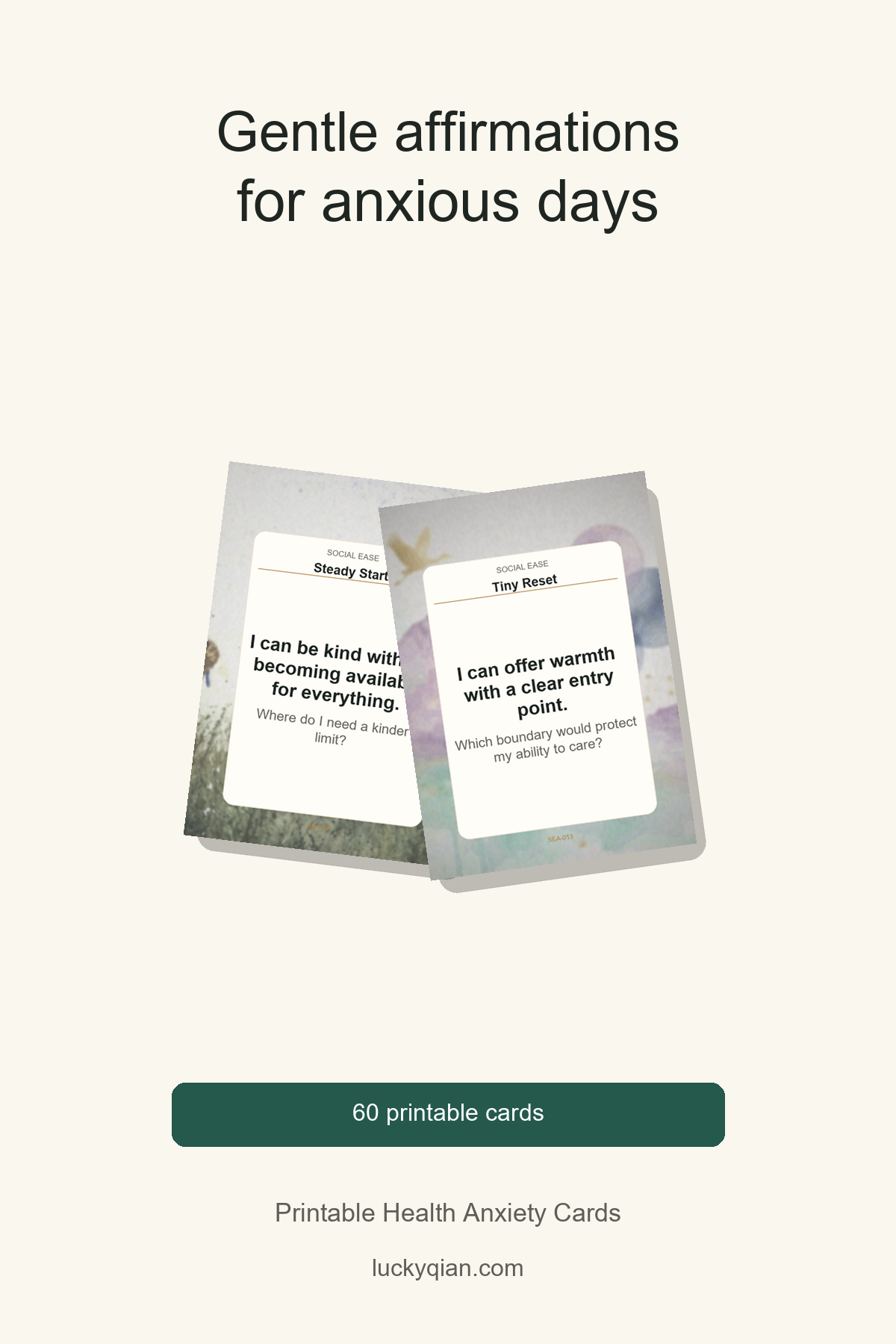 Printable Health Anxiety Cards pin preview