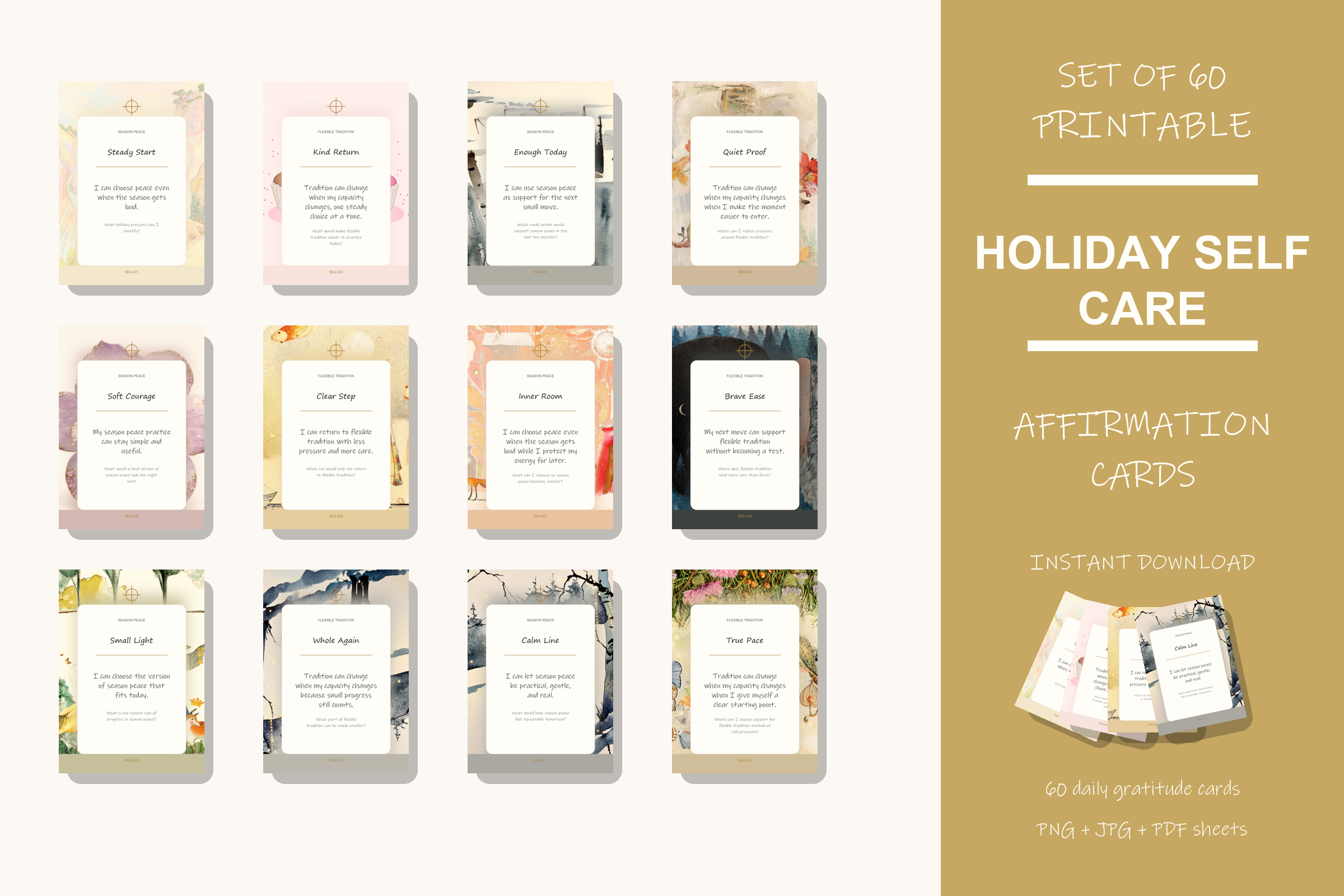 Printable Holiday Self Care Cards preview