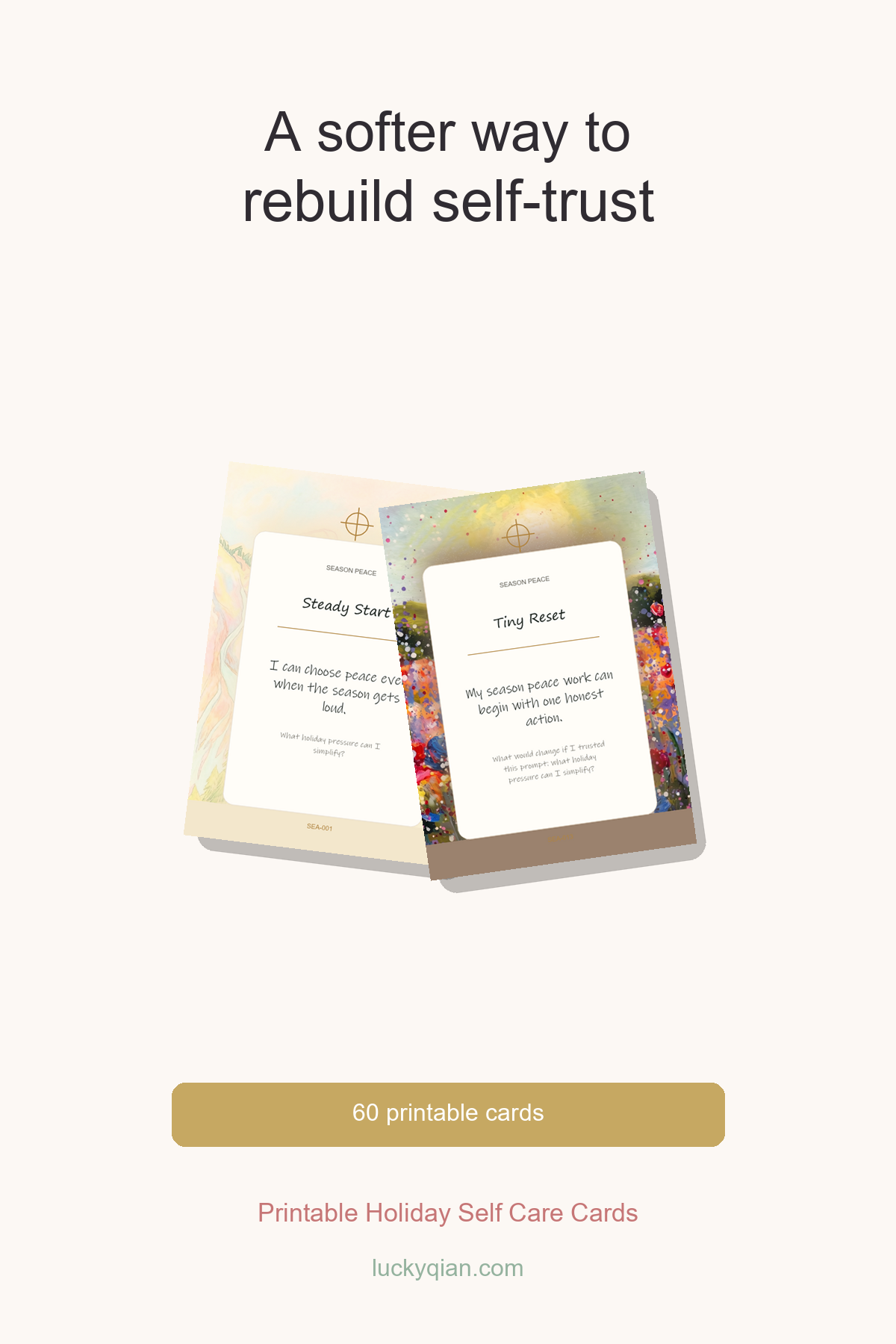 Printable Holiday Self Care Cards pin preview