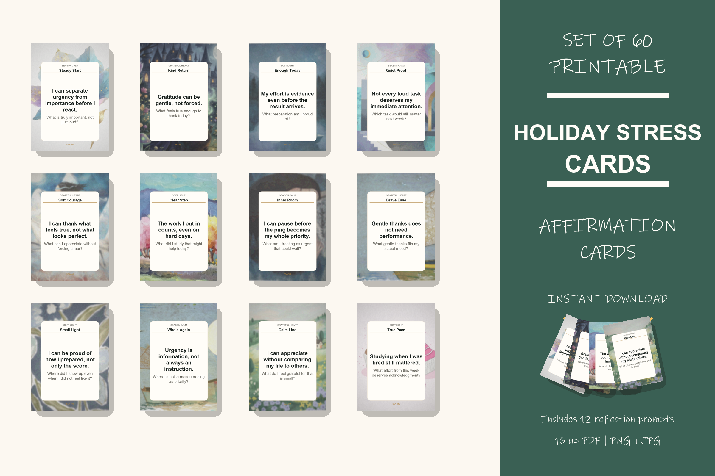 Printable Holiday Stress Cards preview