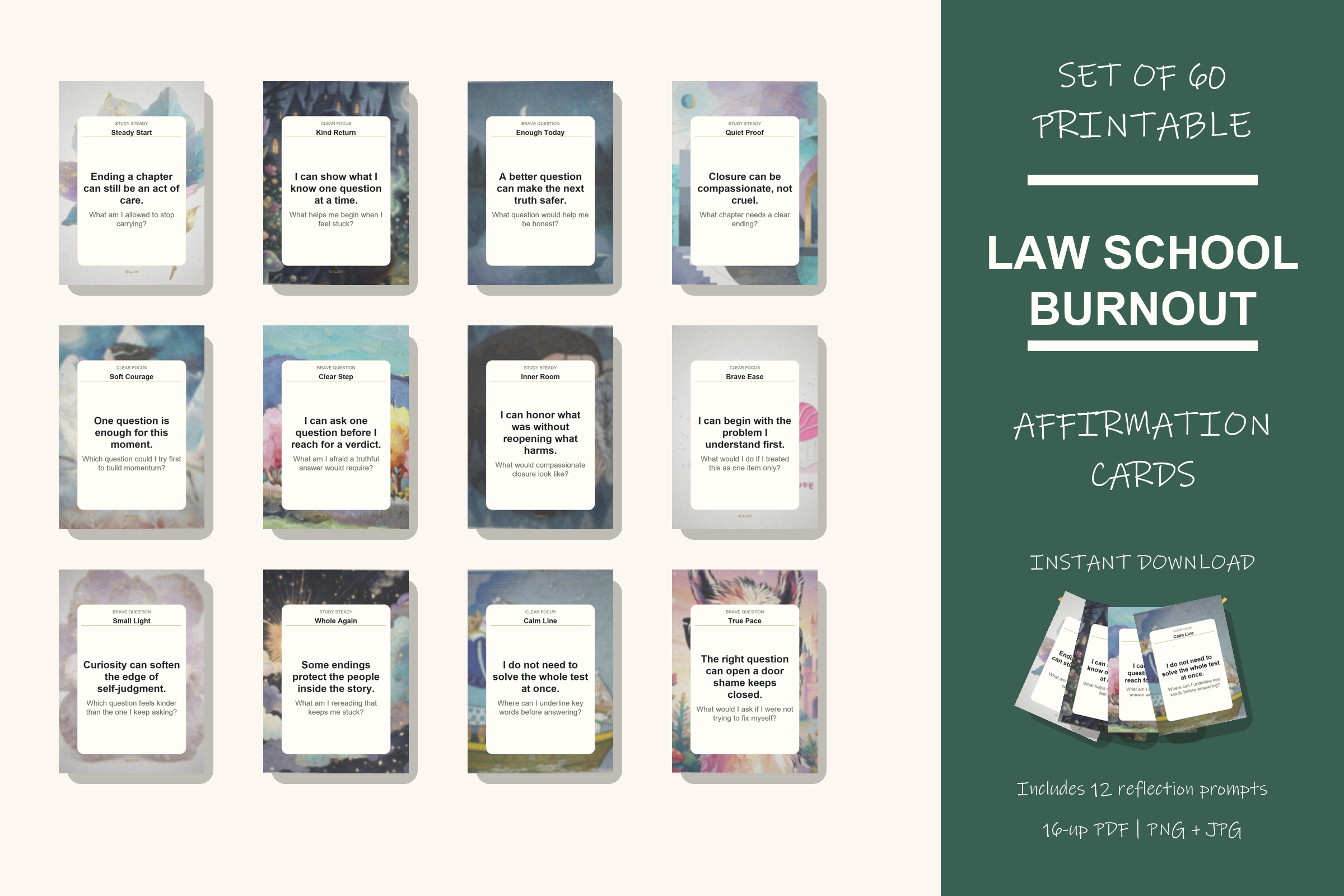 Printable Law School Burnout Cards preview