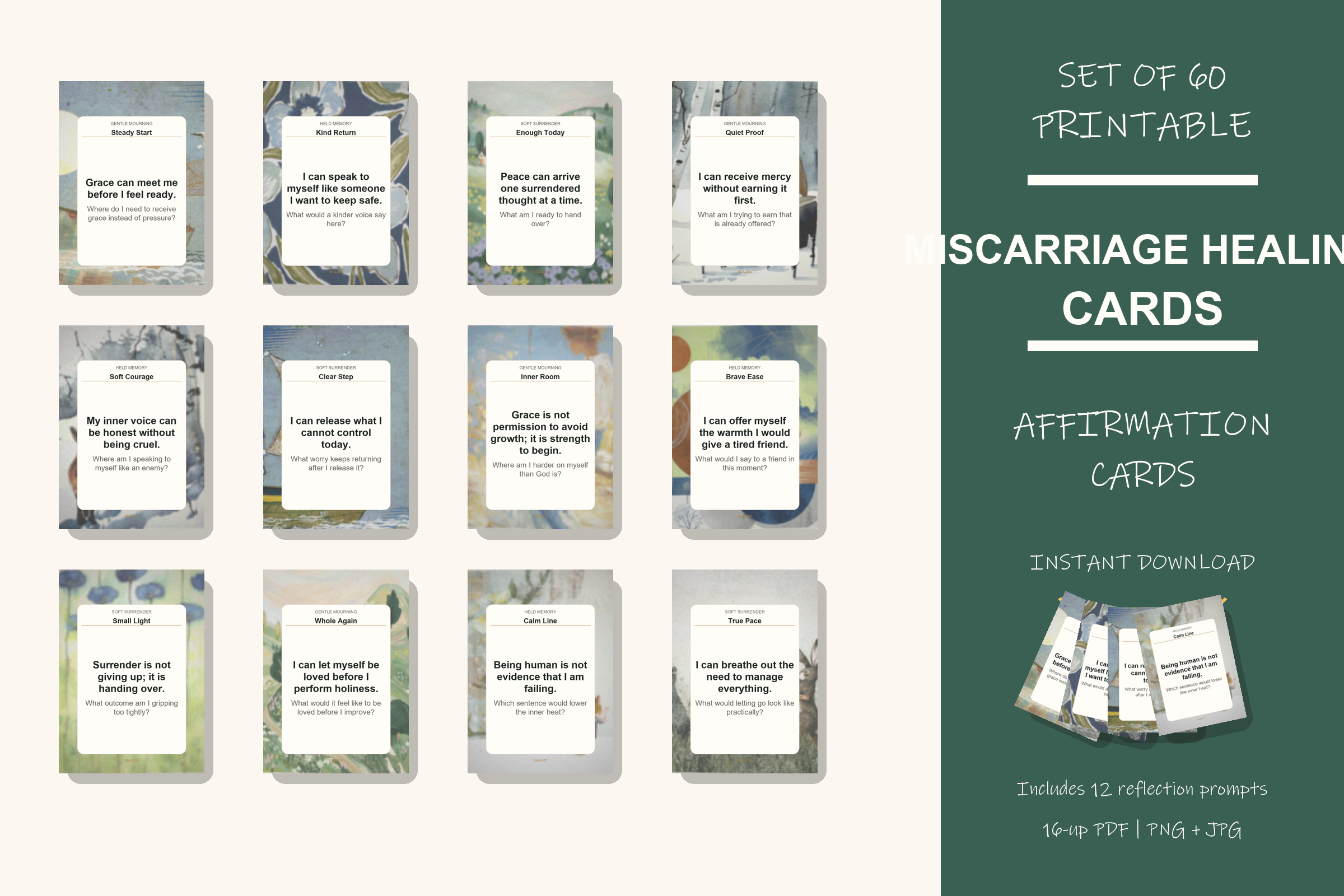 Printable Miscarriage Healing Cards preview