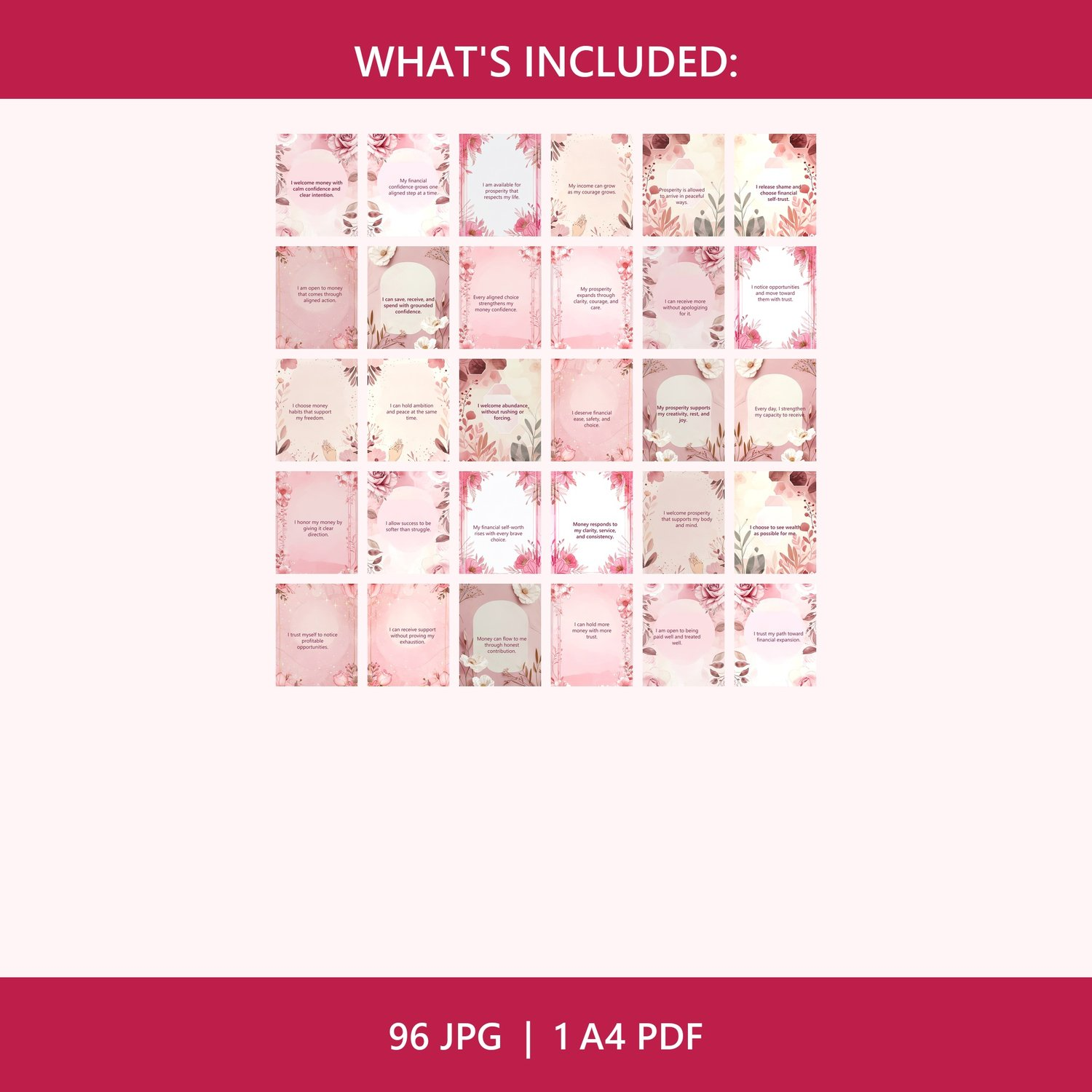 Sample Money & Wealth Manifestation Affirmation Cards -