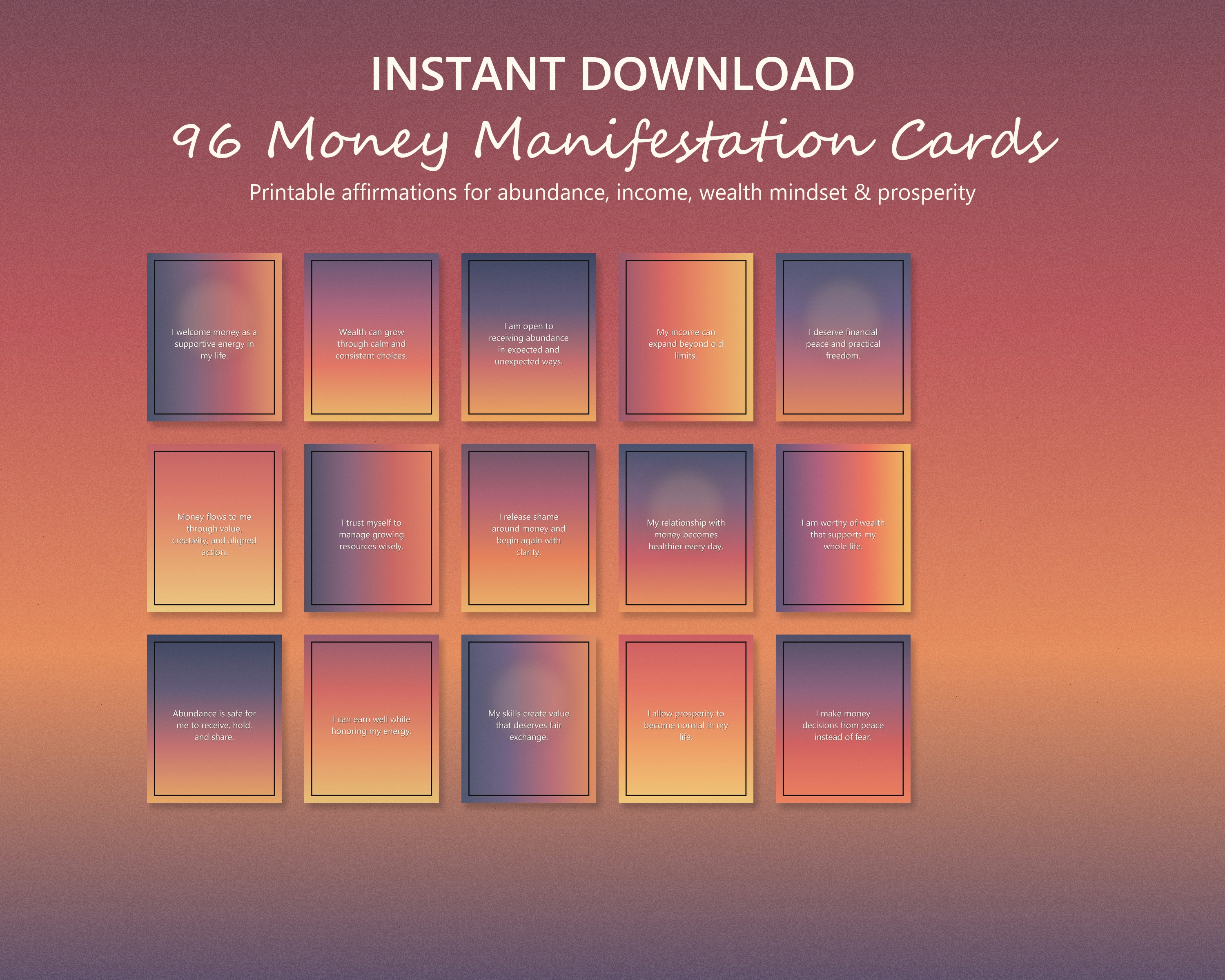 Money & Wealth Manifestation Cards | 96 Sunset M... preview