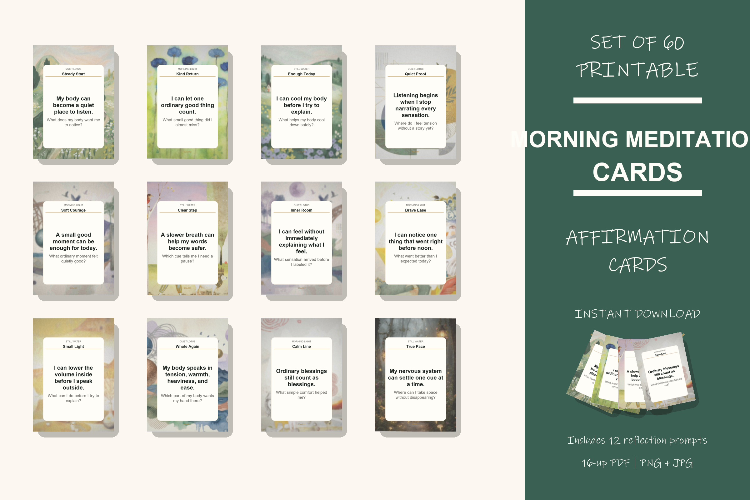 Printable Morning Meditation Cards preview
