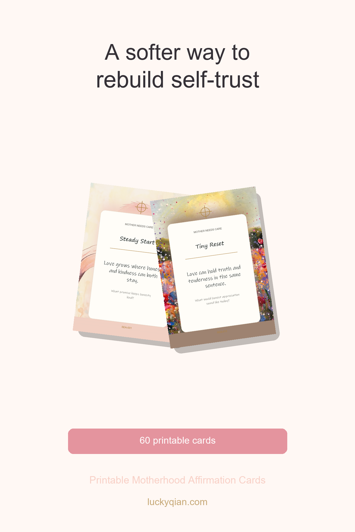 Printable Motherhood Affirmation Cards pin preview