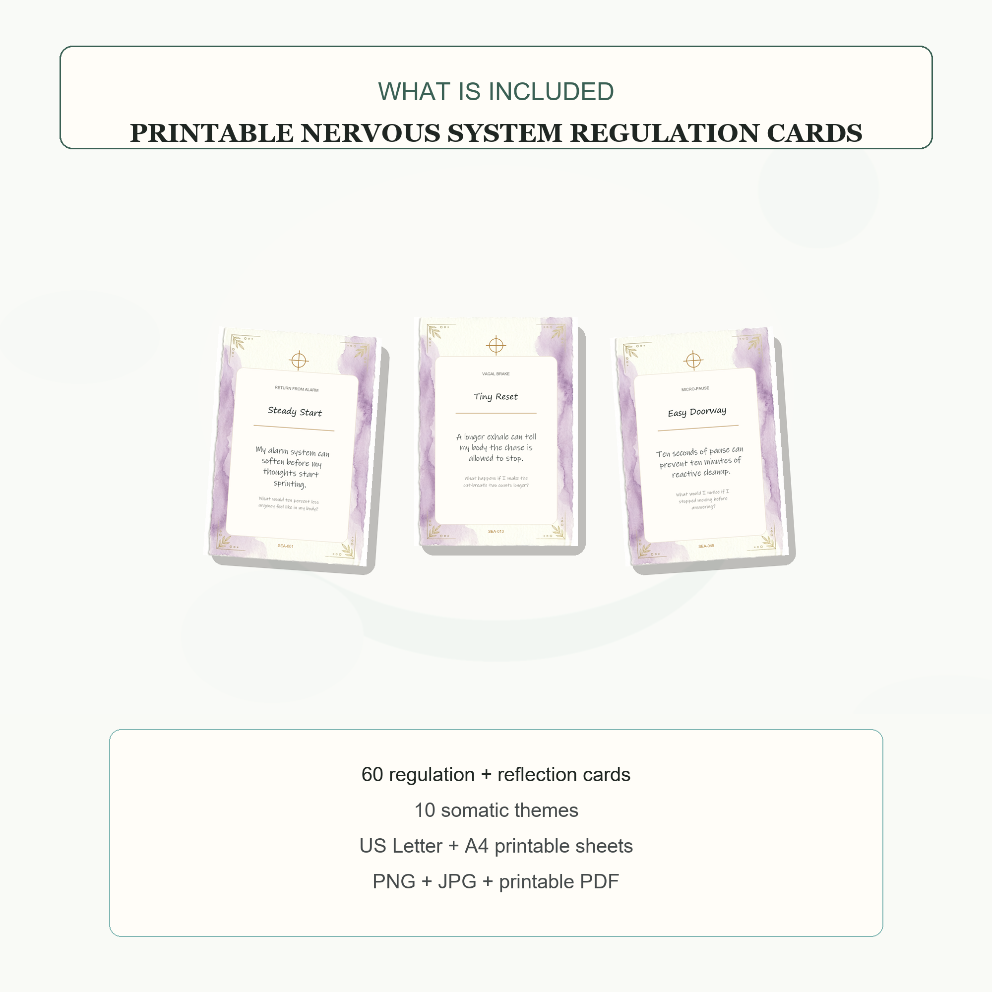 Printable Nervous System Regulation Cards preview