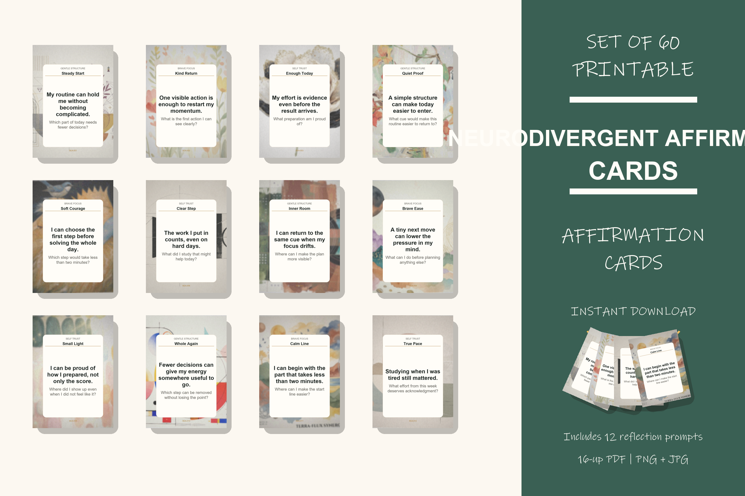 Printable Neurodivergent Affirmation Cards preview