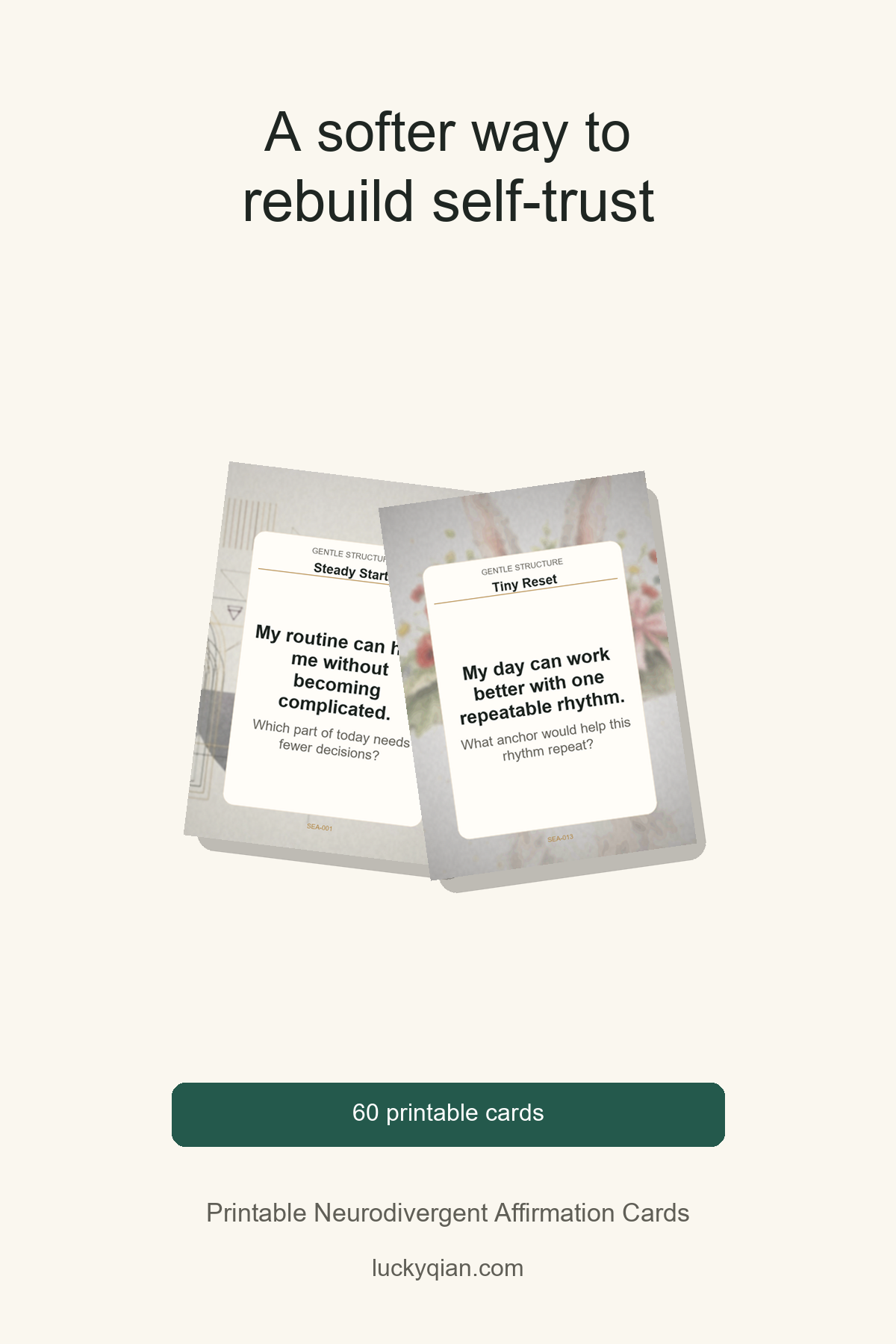 Printable Neurodivergent Affirmation Cards pin preview