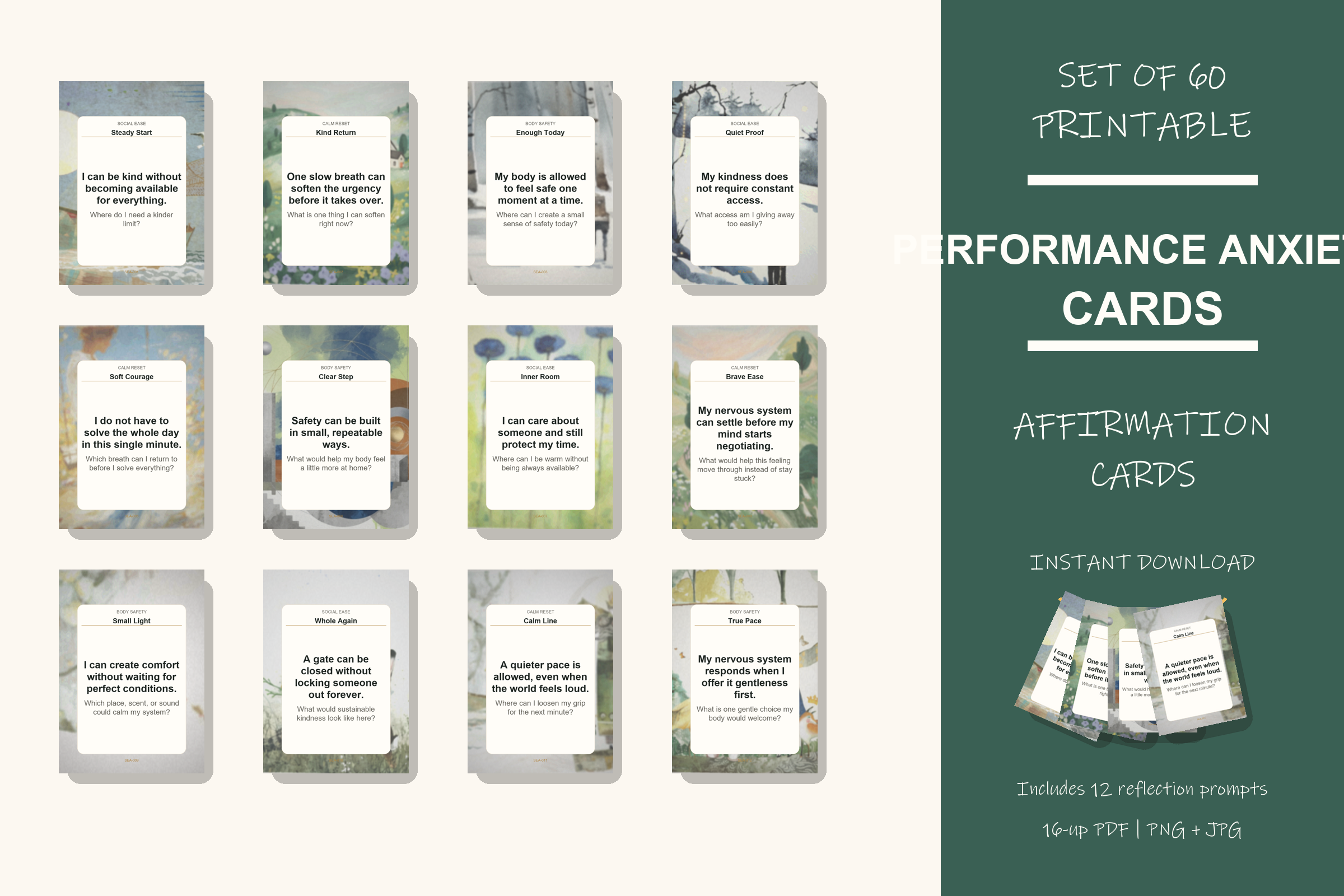 Printable Performance Anxiety Cards preview
