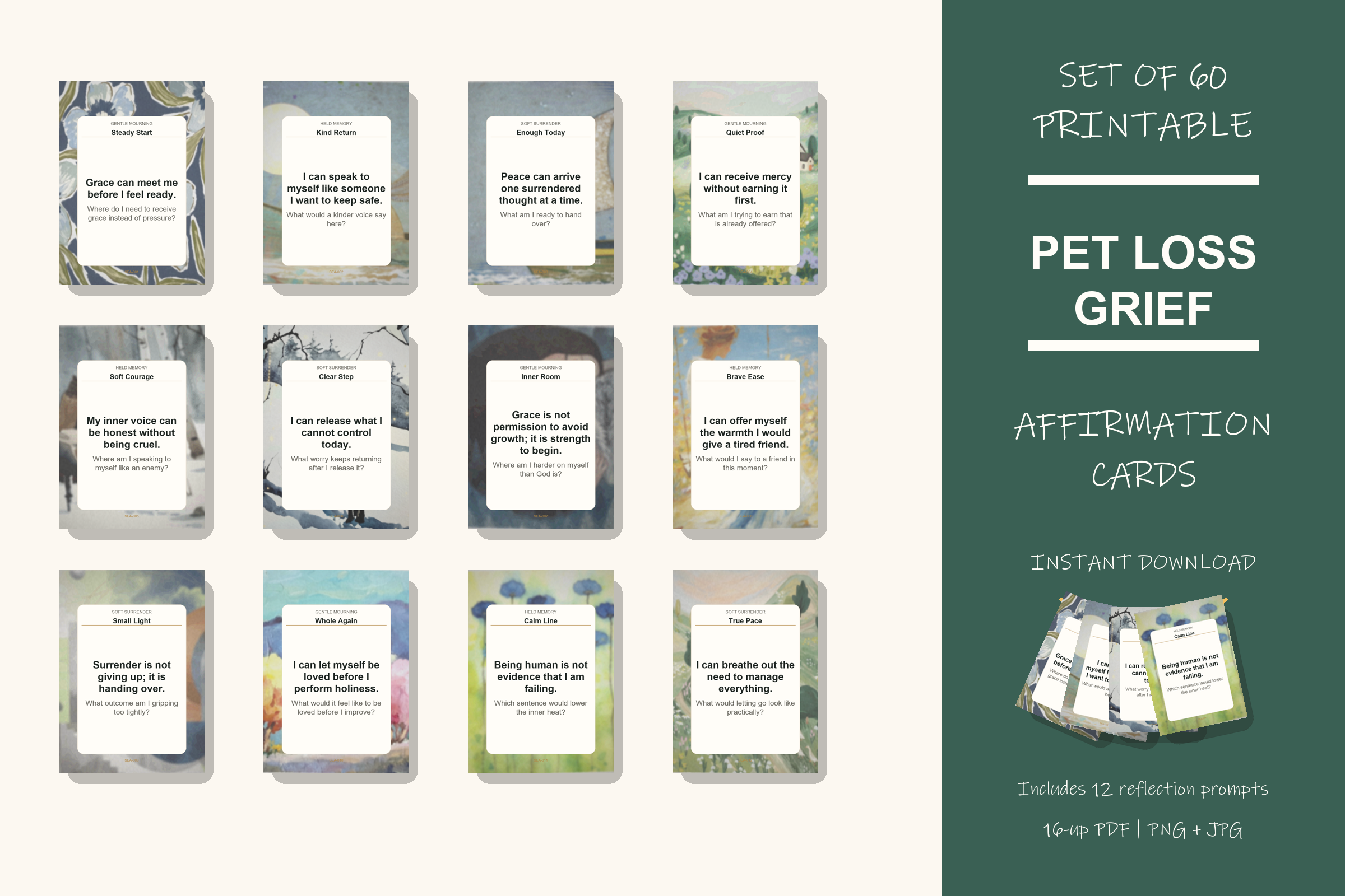 Printable Pet Loss Grief Cards preview